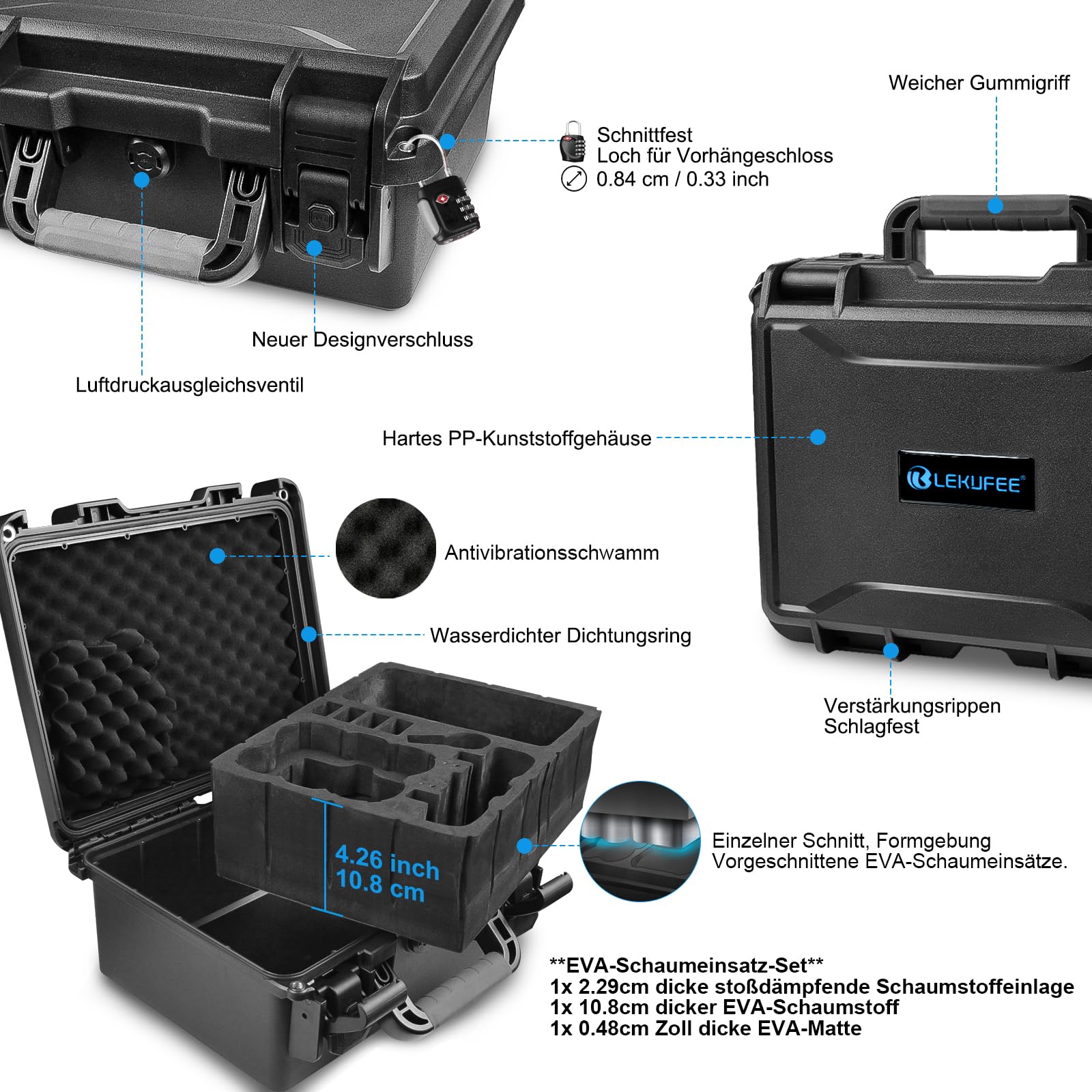 LEKUFEE wasserdichte Koffer für DJI Neo 1 Motion Fly More Combo,DJI Goggles N3/3/2/Goggles Integra,RC 2/N3/N2, RC Motion 3/2 und Zubehör (Nur Koffer)