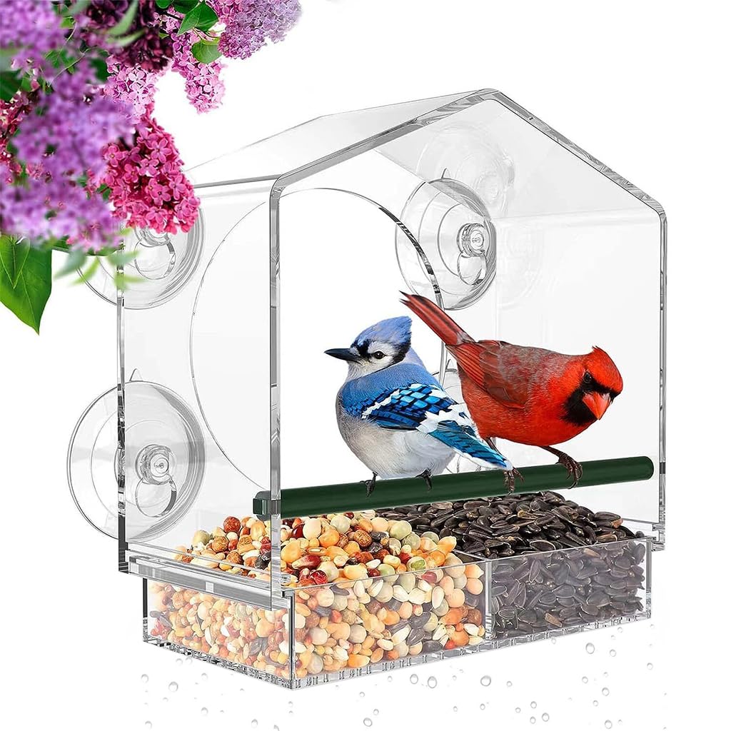 HASTHIP® Bird Feeders with Strong Suction Cups, Acrylic Window Bird Feeder for Outside, Transparent Bird House, Balcony Glass Mount for Kids & Elderly Viewing Clear Bird Feeder (21.5x20.5x10cm) (B0CTQ5DF2S) Amazon Price History, Amazon Price Tracker