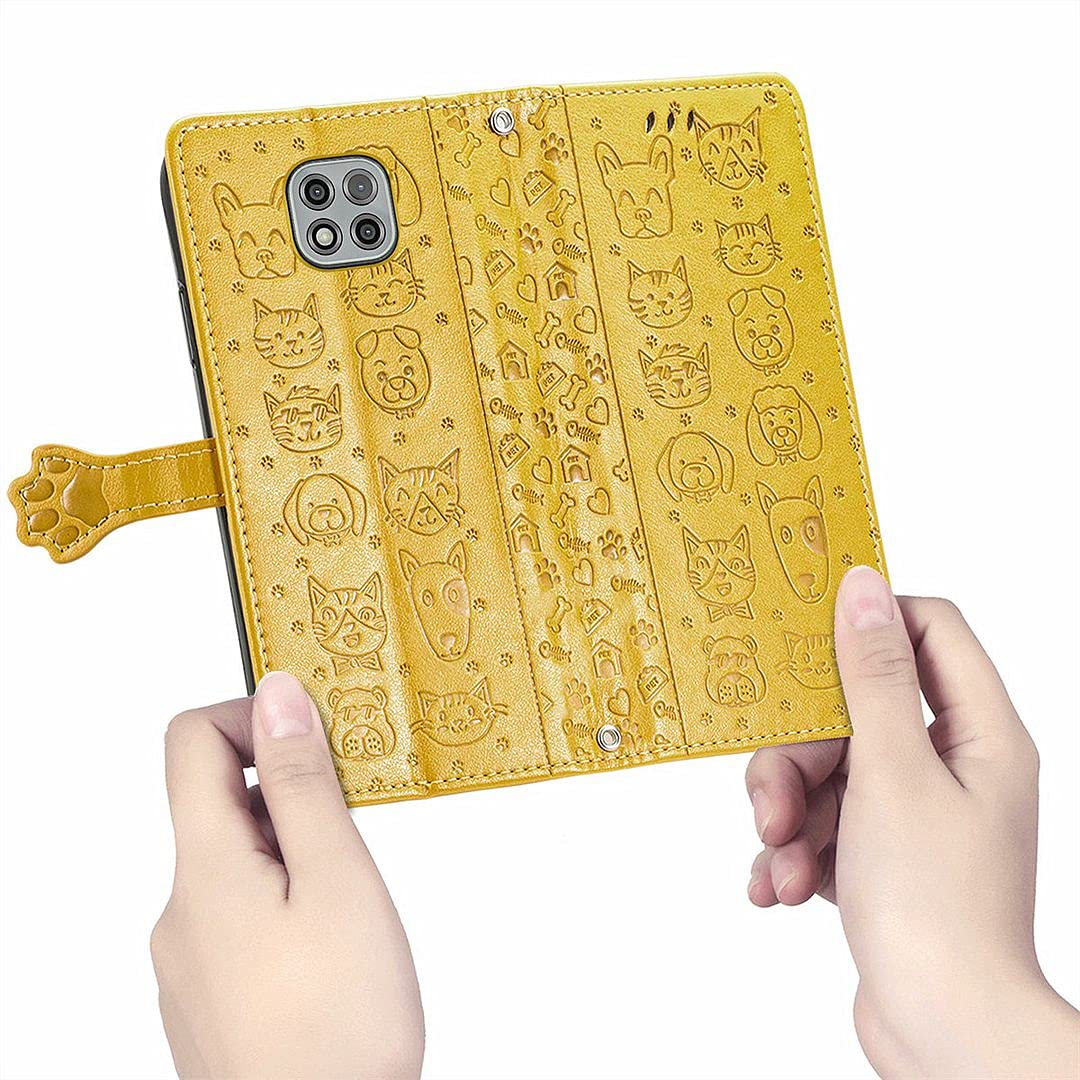 Saturcase Custodia A Portafoglio In PU Per Motorola Moto G Power 2021 - Con Chiusura Magnetica, Scomparti Per Carte E Supporto Video - Colore Marrone, Stampa Tigre