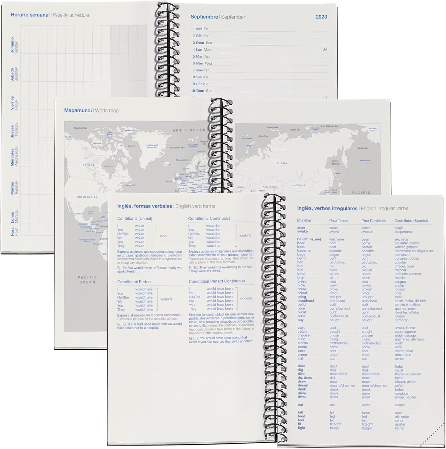 Miquelrius - Year 23-24 Diary, September 2023 to June 2024, Size 11.6 x 17.5 cm, Day Page, Recycled Planner, Plants, Spanish-English
