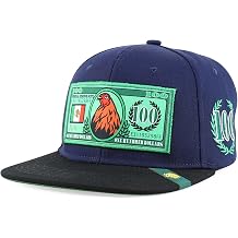 Trendy Apparel Shop 100 Dollar Bill with Rooster Patch Flatbill Snapback Cap