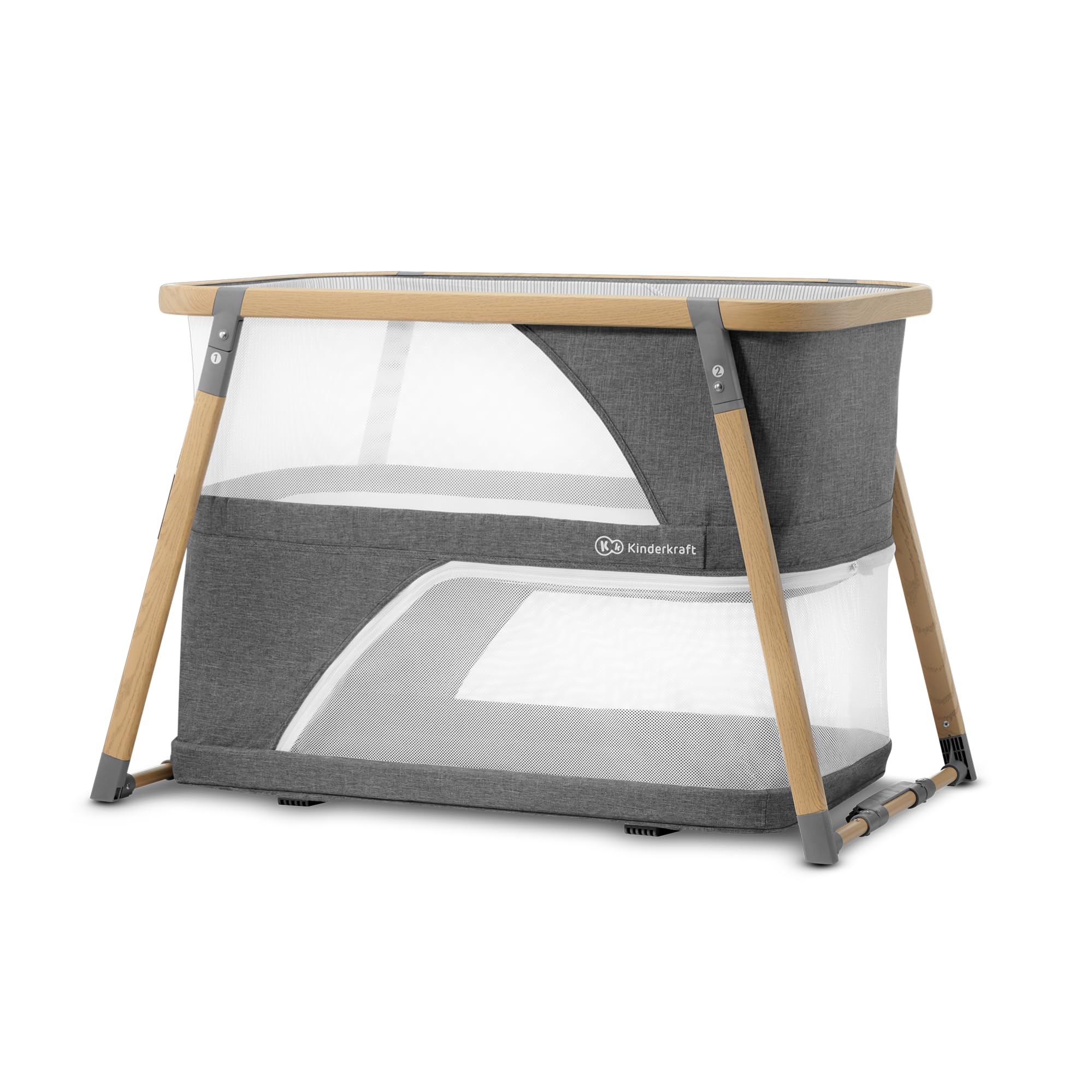 Kinderkraft Lettino Da Campeggio Sofi, Culla 4 In 1, Materasso Morbido, Per Bambini Da 0-15 Kg, Grigio, 107 X 63 X 71 Cm