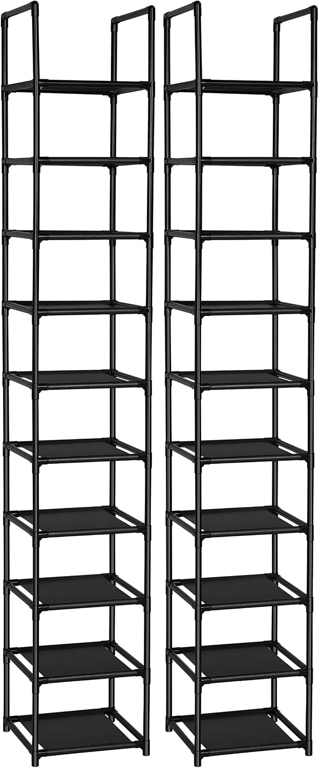 FIDUCIAL HOME 10 Tiers Vertical Shoe Rack 10 Pairs Skinny Shoe Shelf