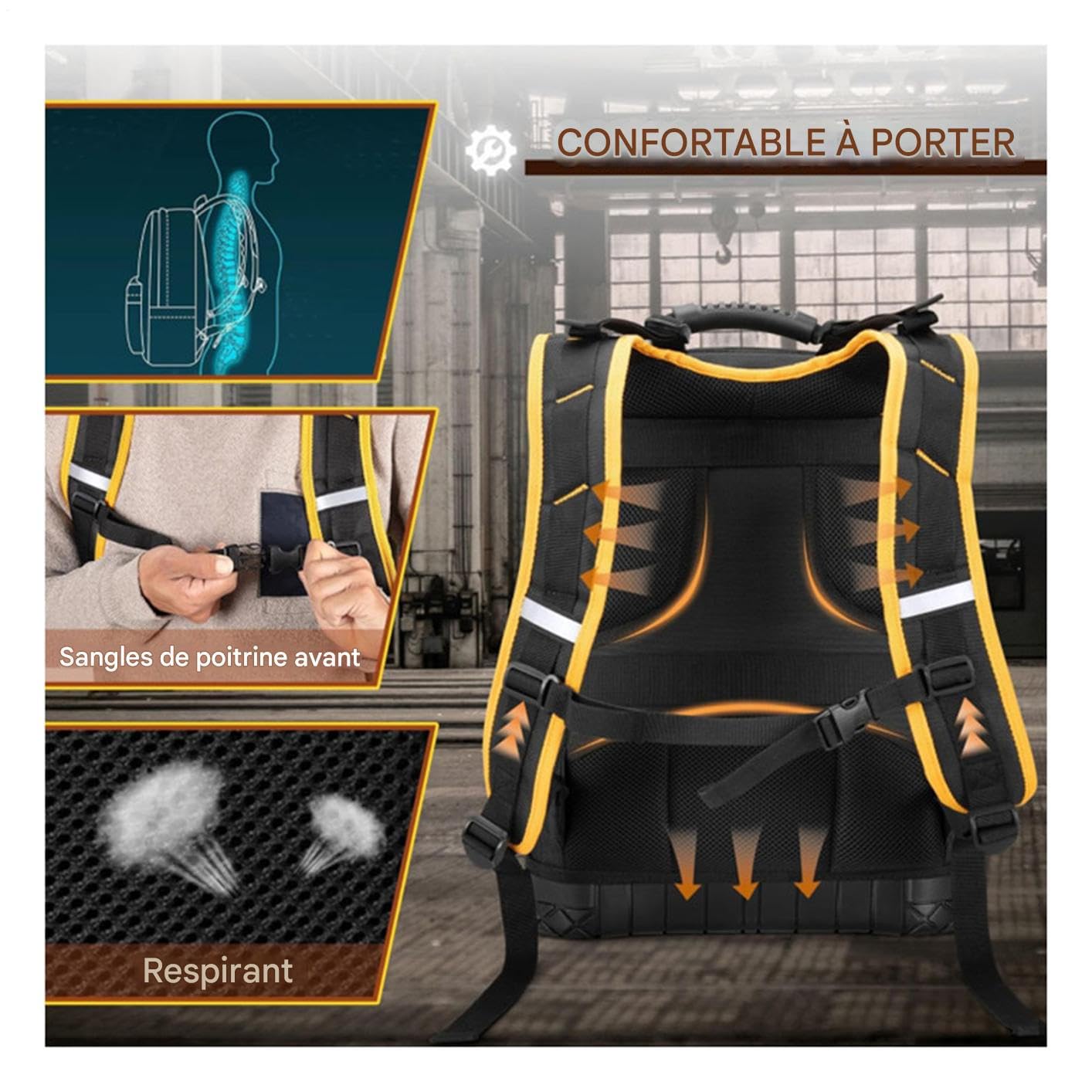 Sac À Dos Outils Résistant Organisateur de Stockage avec Rigide