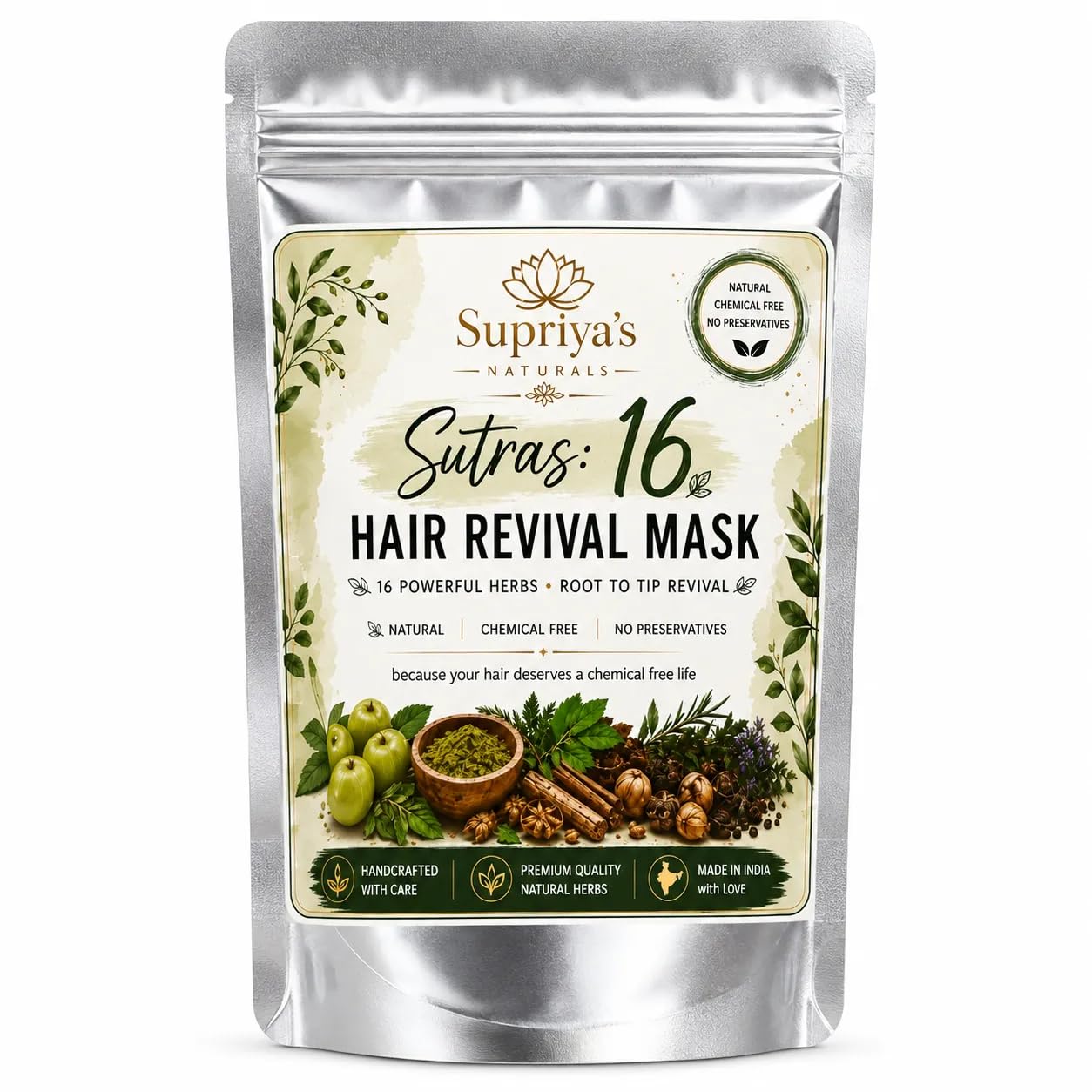 Sutras: 16 Hair Revival Mask | 100% Natural Herbal Hair Mask Made with 16 Powerful Herbs. Reduce Hair Fall. Deeply Nourishes Scalp & Help Control Dandruff.-image-34