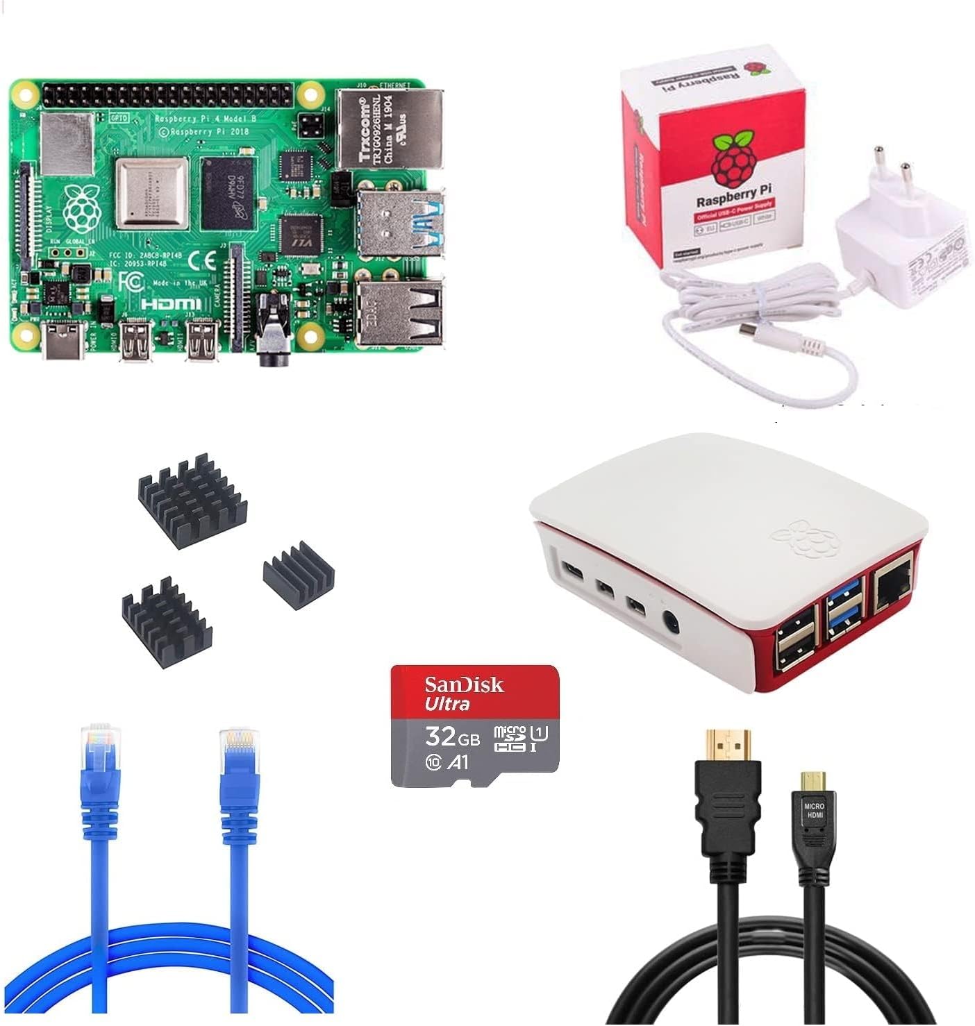- Raspberry Pi 4 Model B 4GB RAM Kit with 32GB Noobs, LAN-mHDMI Cable, Power Supply, MicroSD Card - The Complete Kit