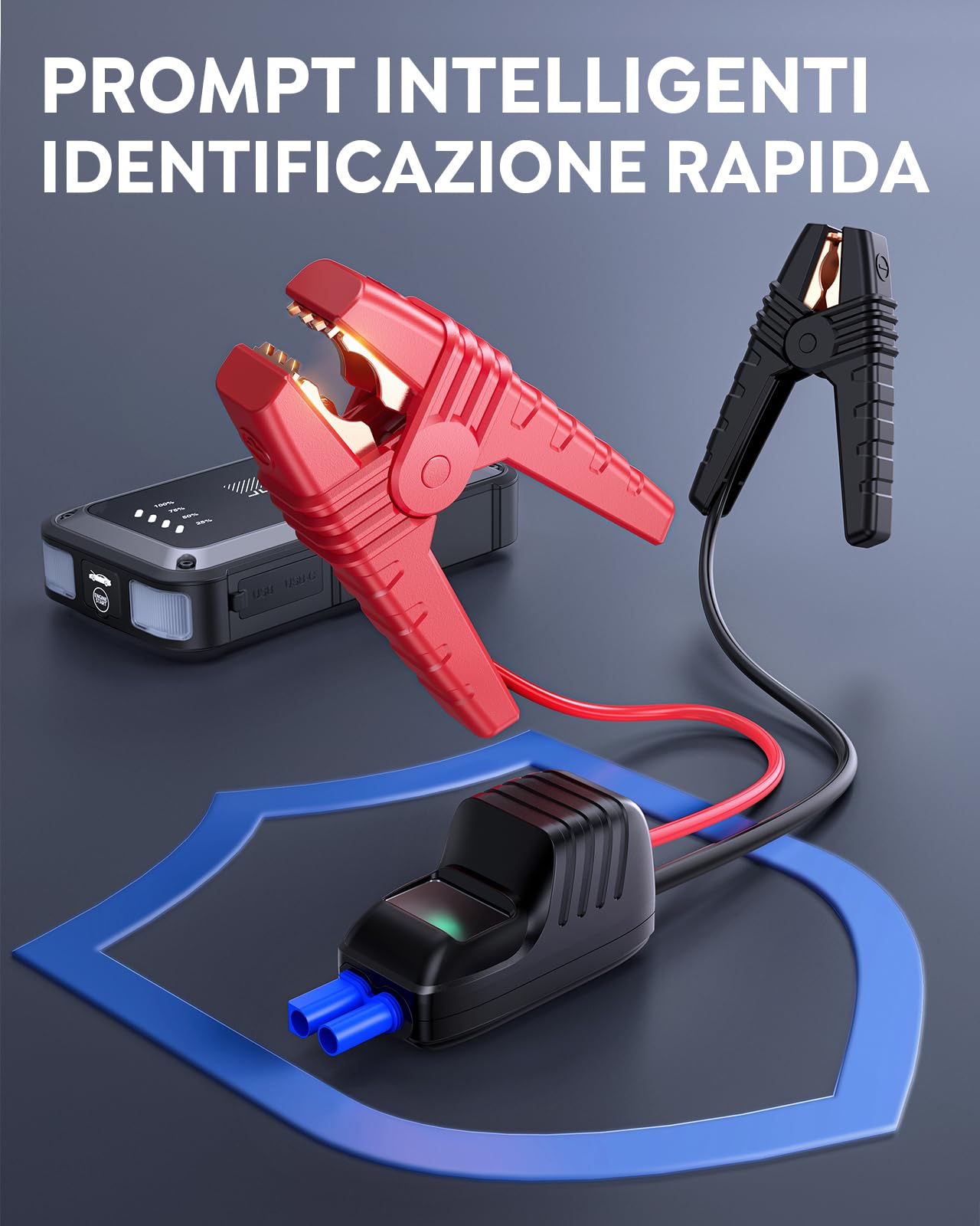 TREKURE Avviatore Batteria Auto 5000A 16800mAh, Avviatore di Emergenza per Auto per Motori 9.0L Benzina e 8.5L Diesel, Portatile 12V Booster Avviamento con Torcia, Cavo di Avviamento, Ricarica USB