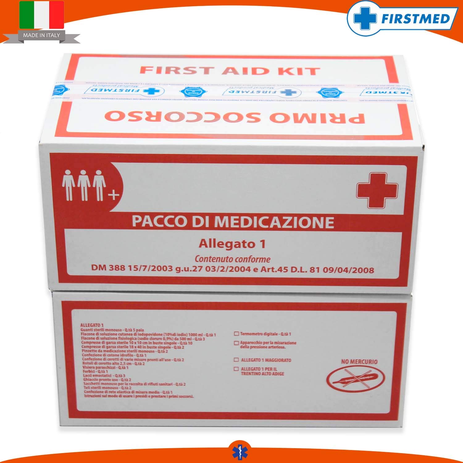 KIT REINTEGRO CASSETTA ARMADIETTO E VALIGETTA MEDICA PRIMO E PRONTO SOCCORSO ALL. 1 CAT. AB CON SFIGMO SI-KITAB