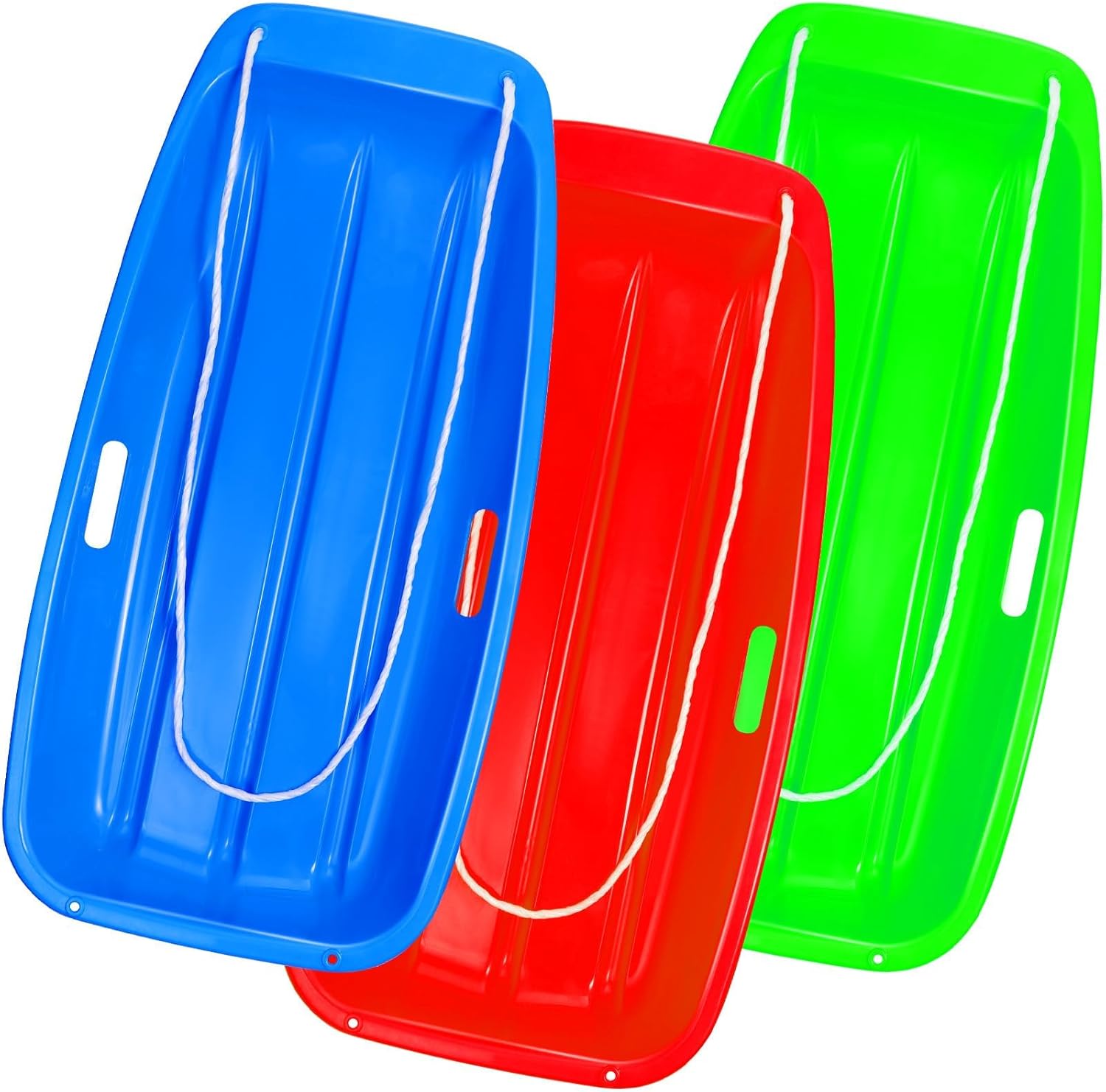 Snow Sled, 35" Sleds for Kids and Adult, Snow Sleds for Heavy Duty Fast Sliding, for 1-2 Riders with Handles and Pull Ropes