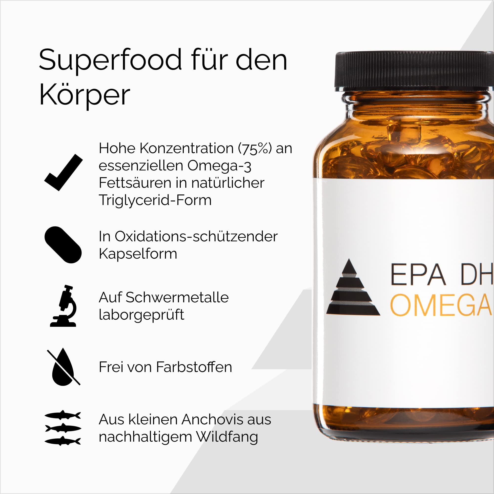 YPSI EPA DHA OMEGA-3 Fischölkapseln hochdosiert mit 75% Omega-3 - Laborgeprüft, aufwendig gereinigt und aus nachhaltigem Fischfang