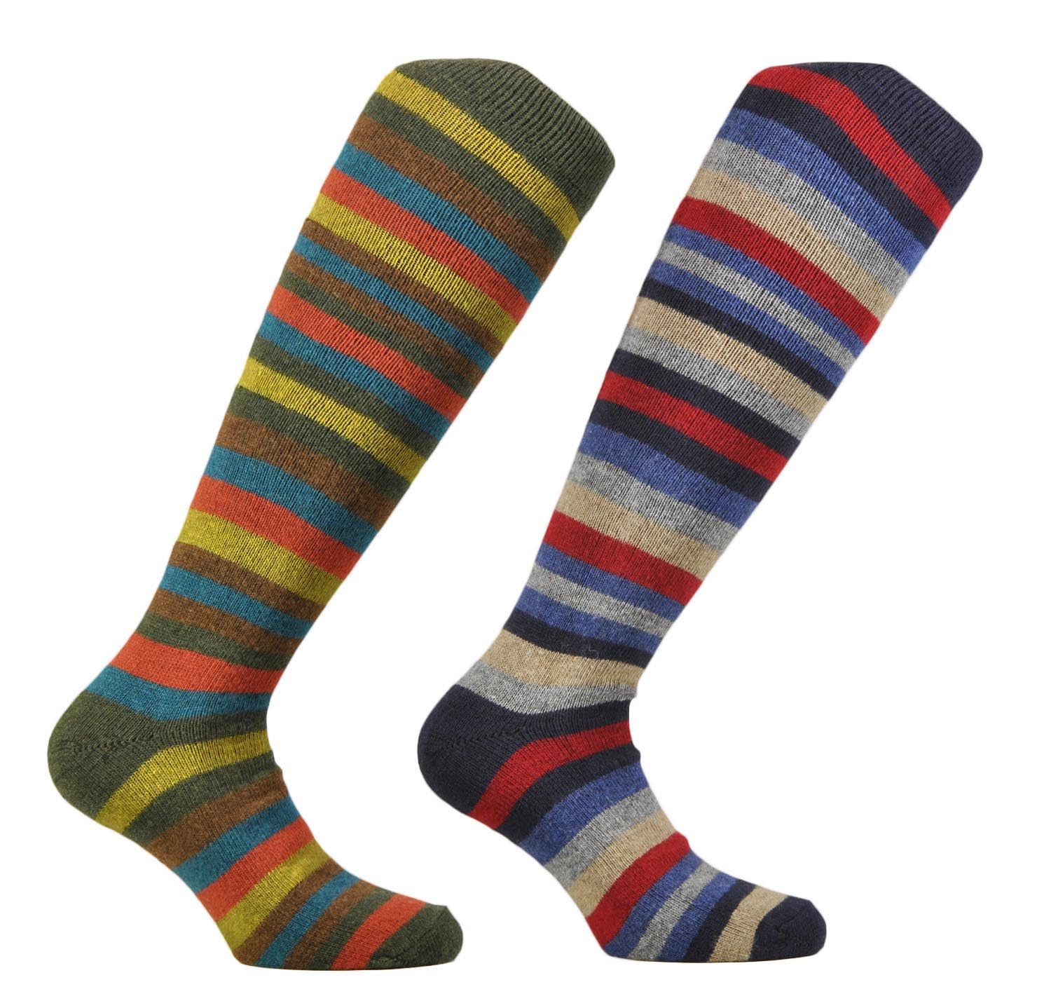 (6 PARA) Kaulet podarunkowy "Courmayeur" z 6 parami długich skarpet męskich, wielobarwne różne wzory w bardzo wysokiej jakości przędzy LANA-CASHMERE - 100% Made in (Brescia) Włochy, multicolor,