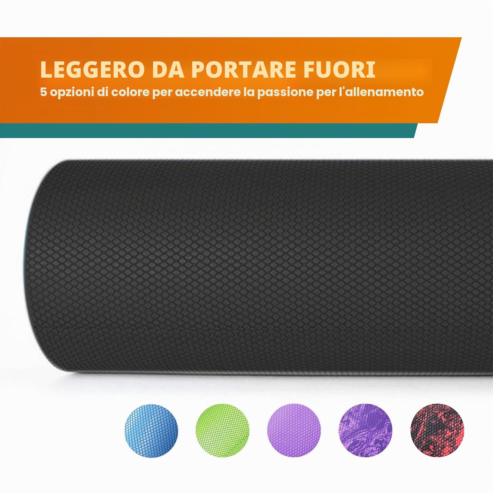 Maximo Fitness Rullo fasciale per colonna vertebrale e schiena, gambe, braccia (45 x 15 cm) – Rullo massaggiante medio duro per yoga, pilates, rigenerazione dopo sport