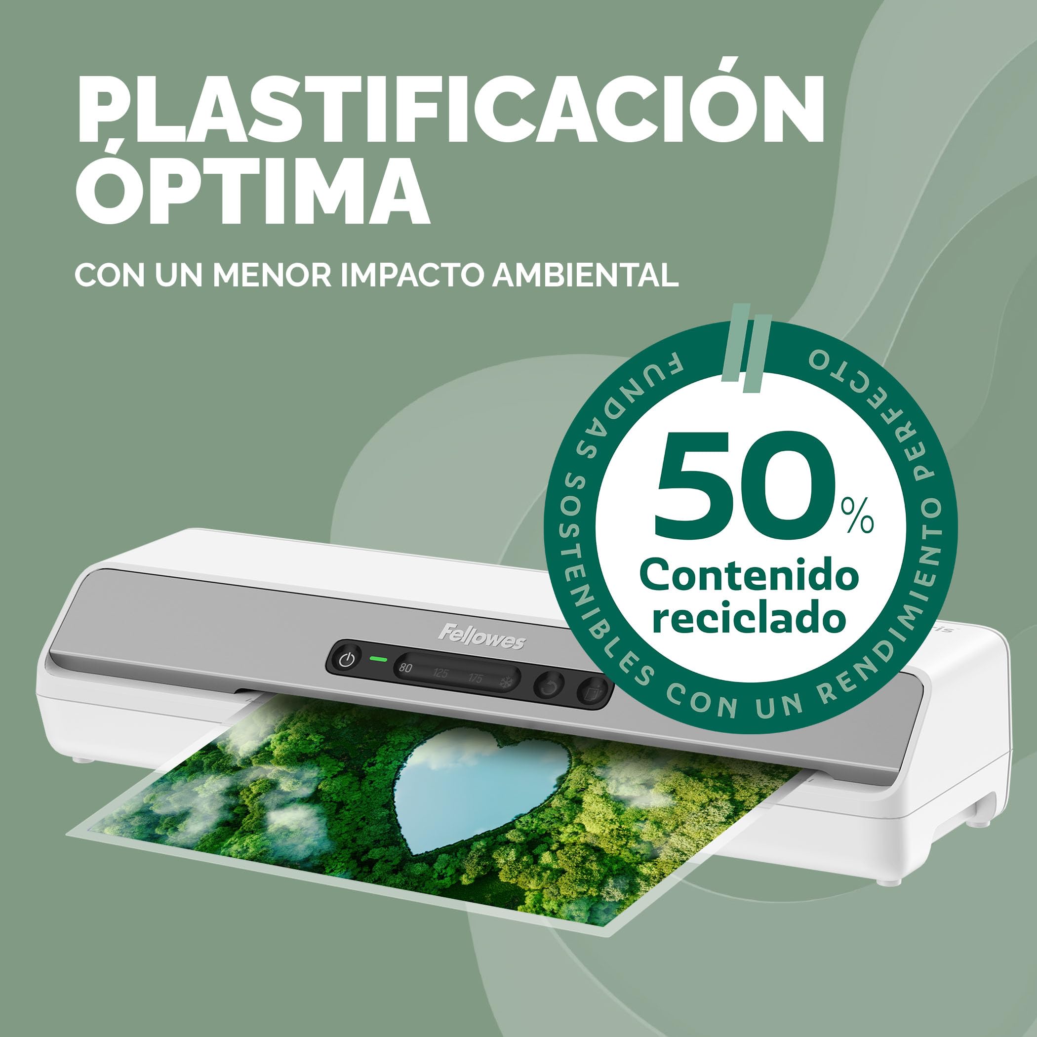 Fellowes Fundas plastificar A3, pack de 100, acabado mate, uso ocasional 75/80 micras, 50% contenido reciclado, fundas plastificar para profesores y oficinas