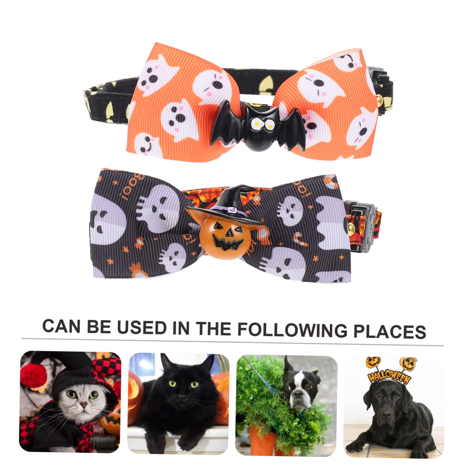 INOOMP 10stücke Halloween Katzenhalsbänder Mit Verstellbarem Design Und Schleife Für Kätzchen Und Haustiere Festtagsaccessoires Mit Kürbis Und Fledermaus Motiven
