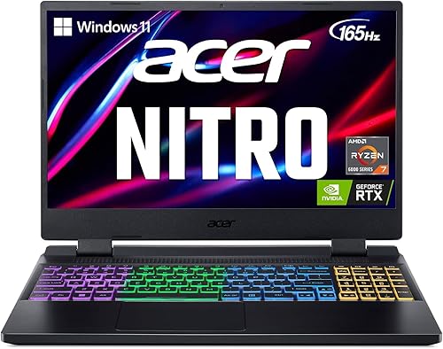 acer Portátil para juegos Nitro 5 2023, pantalla IPS de 15.6 pulgadas y 165 Hz, AMD Ryzen 7 6800H (8 núcleos), NVIDIA GeForce RTX 3070 Ti, 16 GB