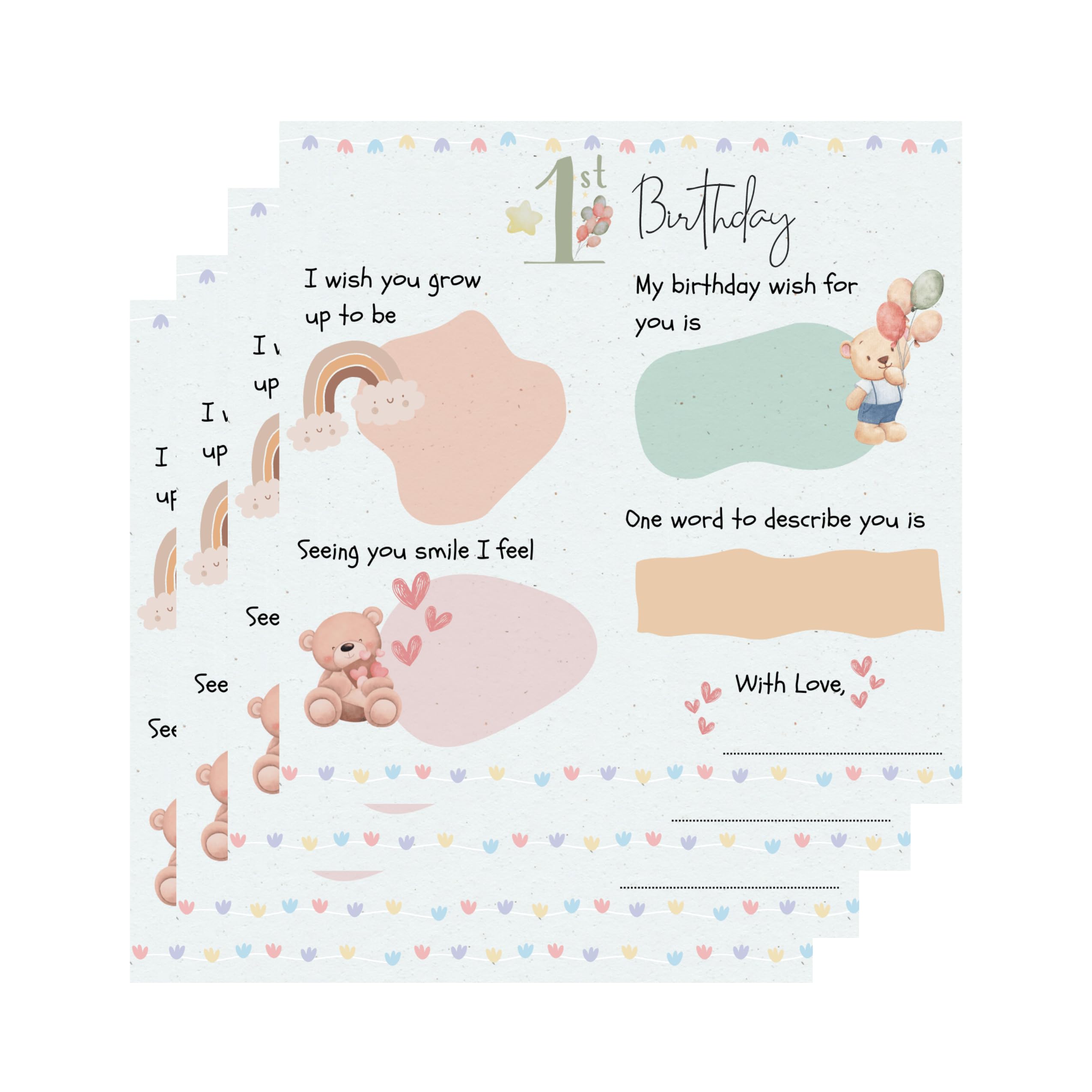 First Birthday game Cards, Pack of 30, Decoration Items Cards to play with friends and family for Baby Wishes 1st Birthday Cards Family Members, 4x4 Inches,