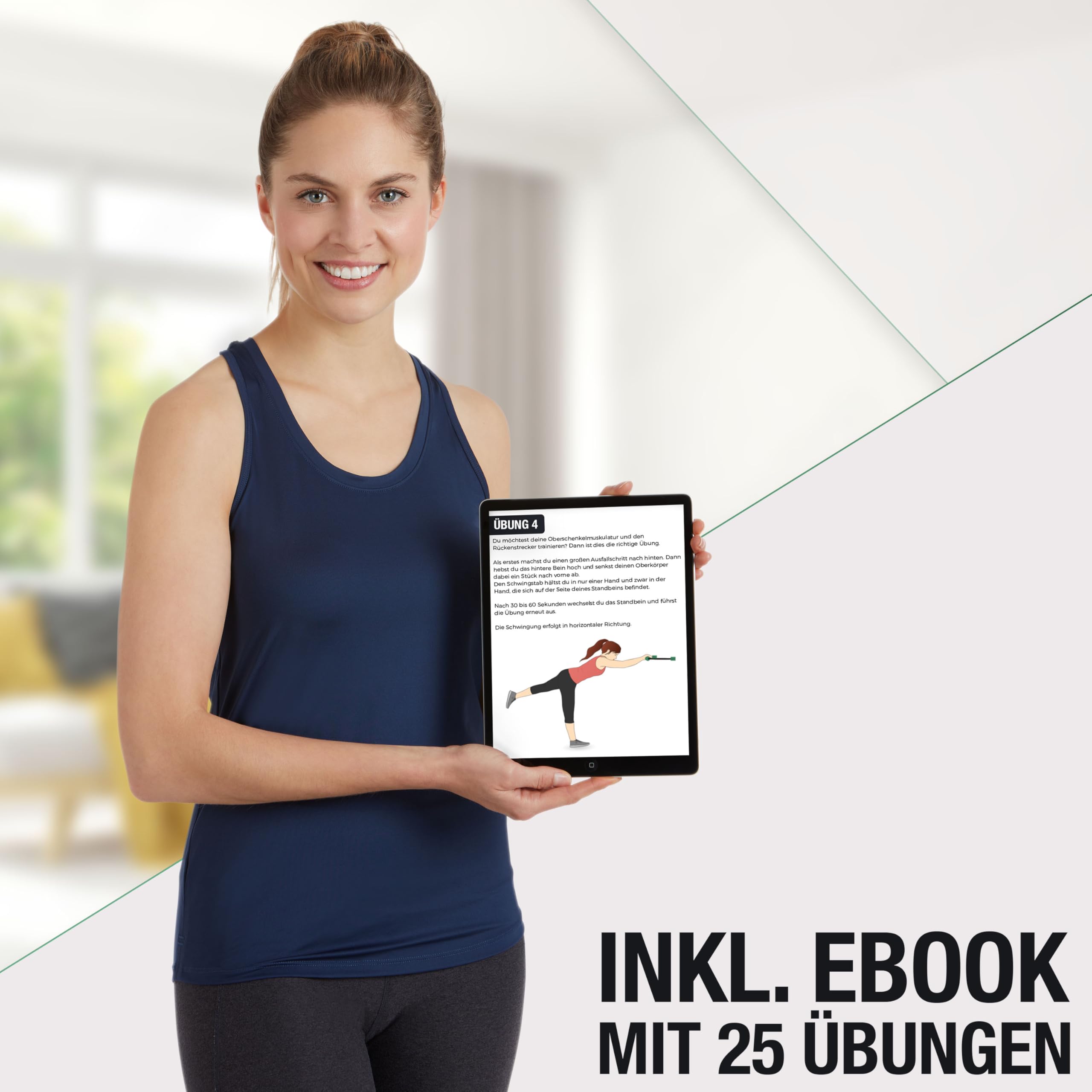NAJATO Sports Schwingstab – Swingstick inkl. E-Book (PDF Datei) – Wackelstab mit verstellbaren Gewichten – Für Physiotherapie & Fitness