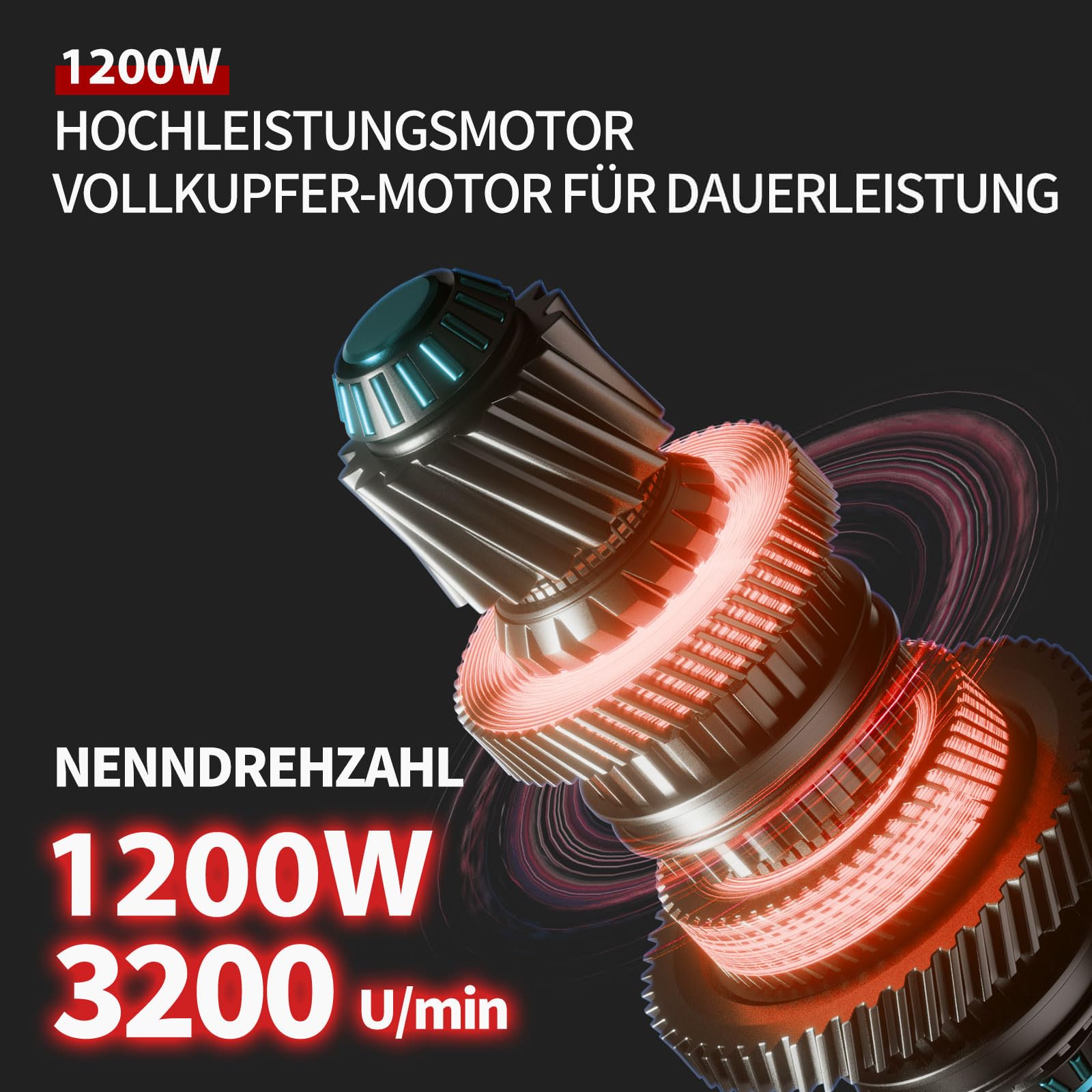 1200W High-Power Schafschermaschine, 6 Geschwindigkeiten, 3200 U/min, elektrische Schafschere mit 13-Zahn-Klinge, Set im Koffer, für Schafe, Alpakas, Ziegen (Rot)
