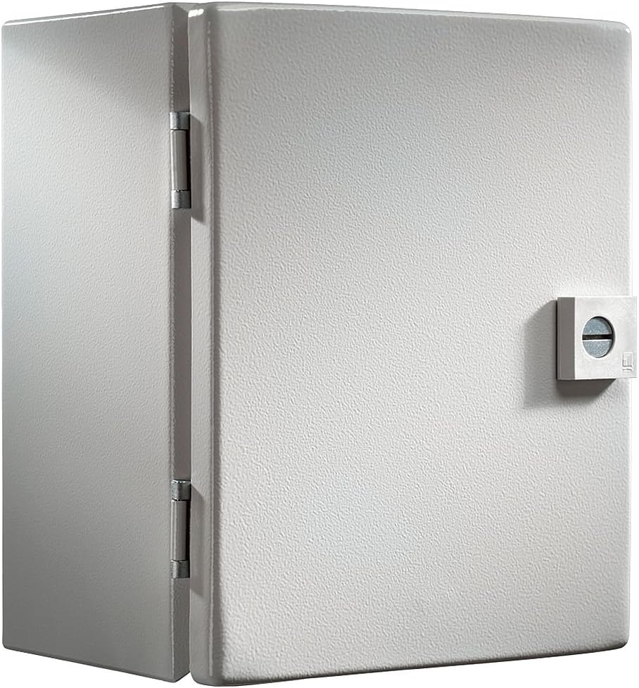 Rittal 8018100 Light Grey 16 Gauge Steel Hinge Cover Junction Box Enclosure, 12" Width x 12" Height x 6" Depth