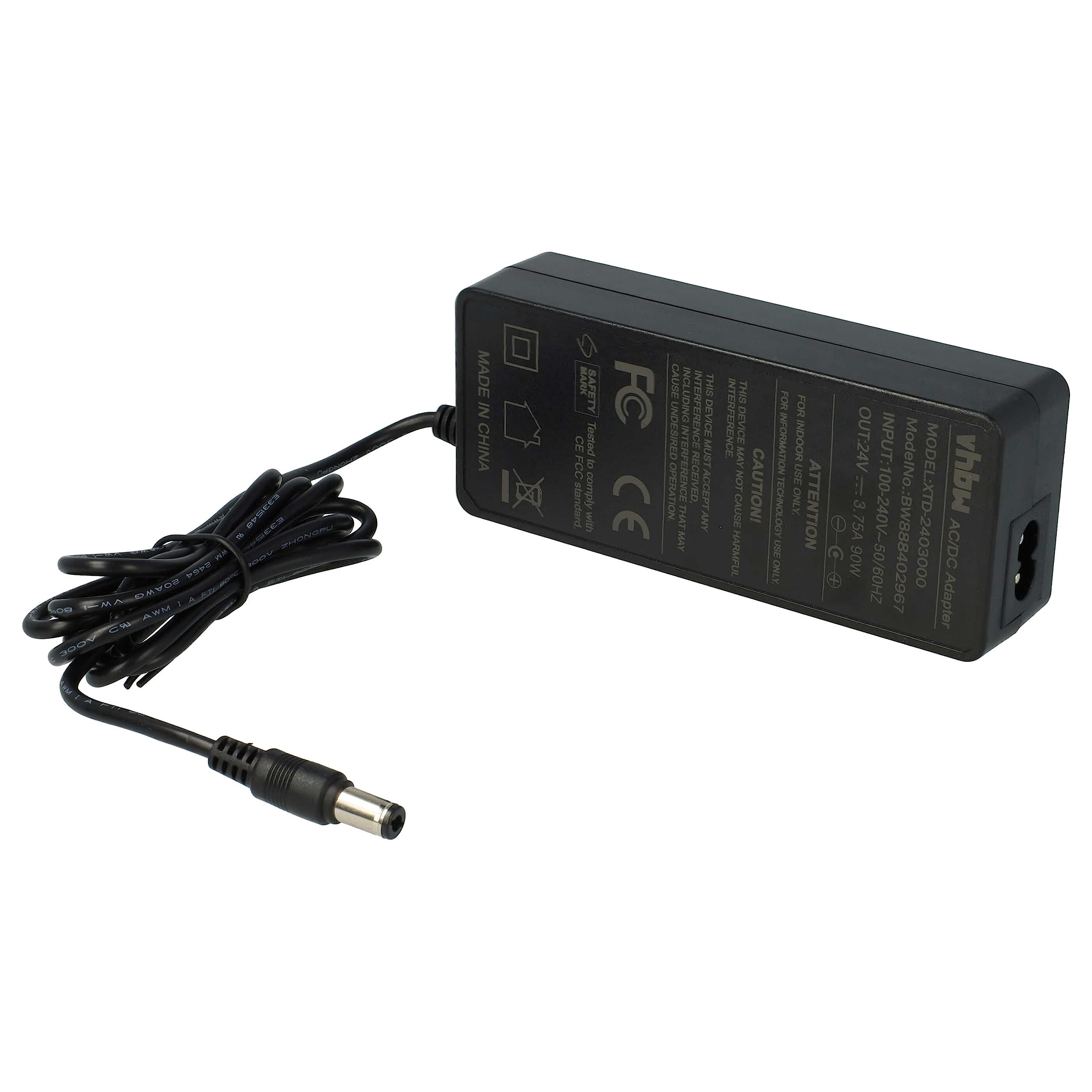 vhbw alimentatore compatibile con Zebra HC100, ZD410, ZD421D, ZD421T, ZD500, ZP450, ZP550 stampante - 230 cm