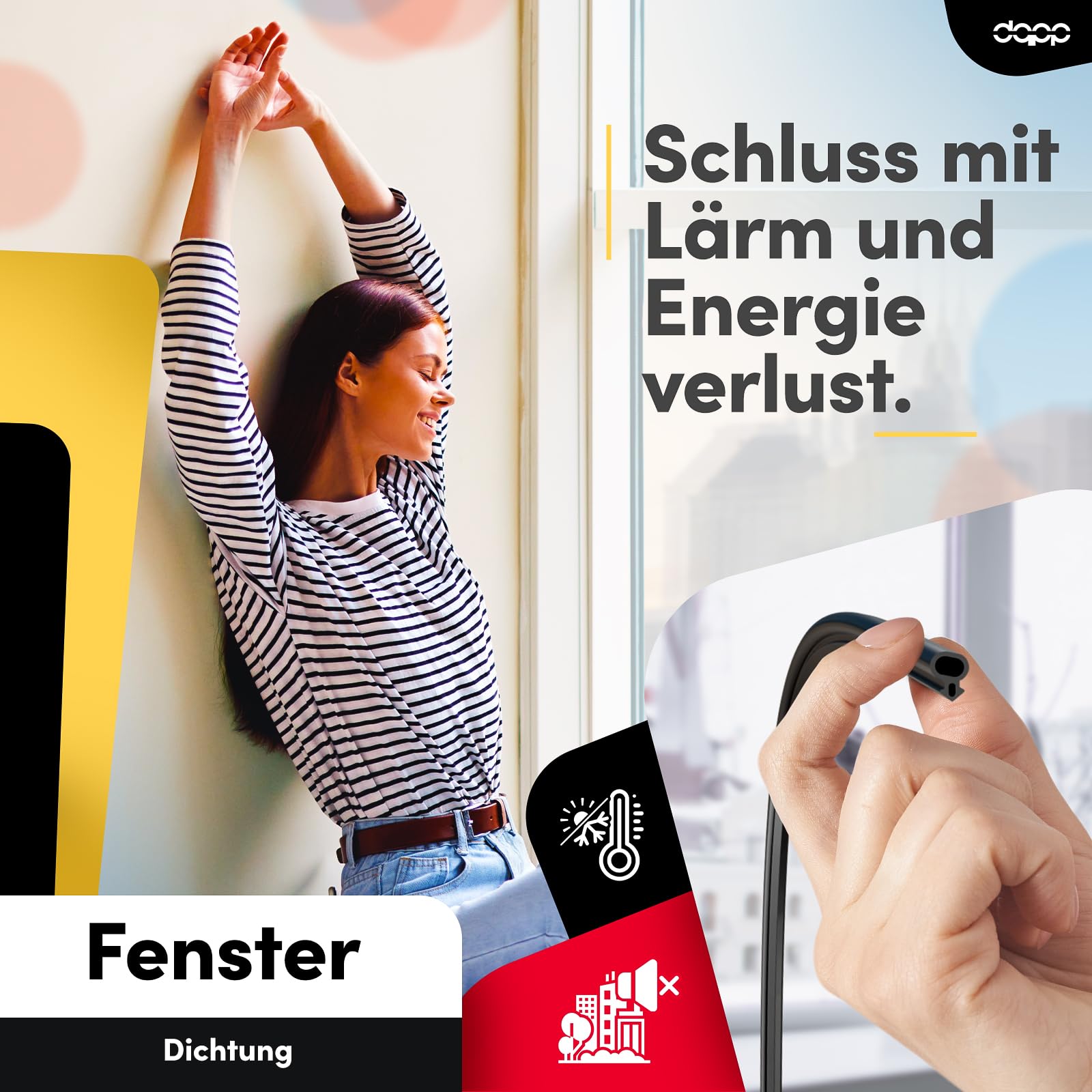 DQ-PP Fensterdichtung – Schwarz – 10 Meter – S-1150 Kommerling – PVC Fenster – Gummidichtug Dichtband – Kunststofffensterdichtungen – ALU Profildichtung Türdichtung