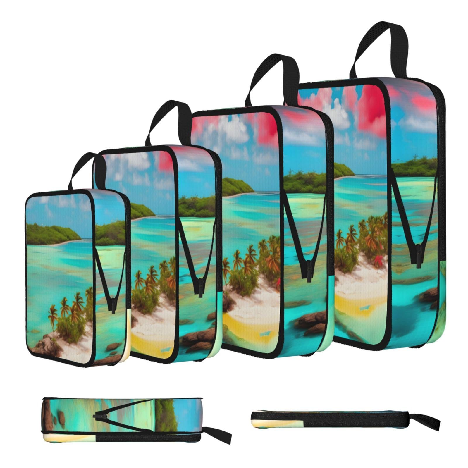 Caribbean Scenery Compression Packing Cubes 4 Piece Set