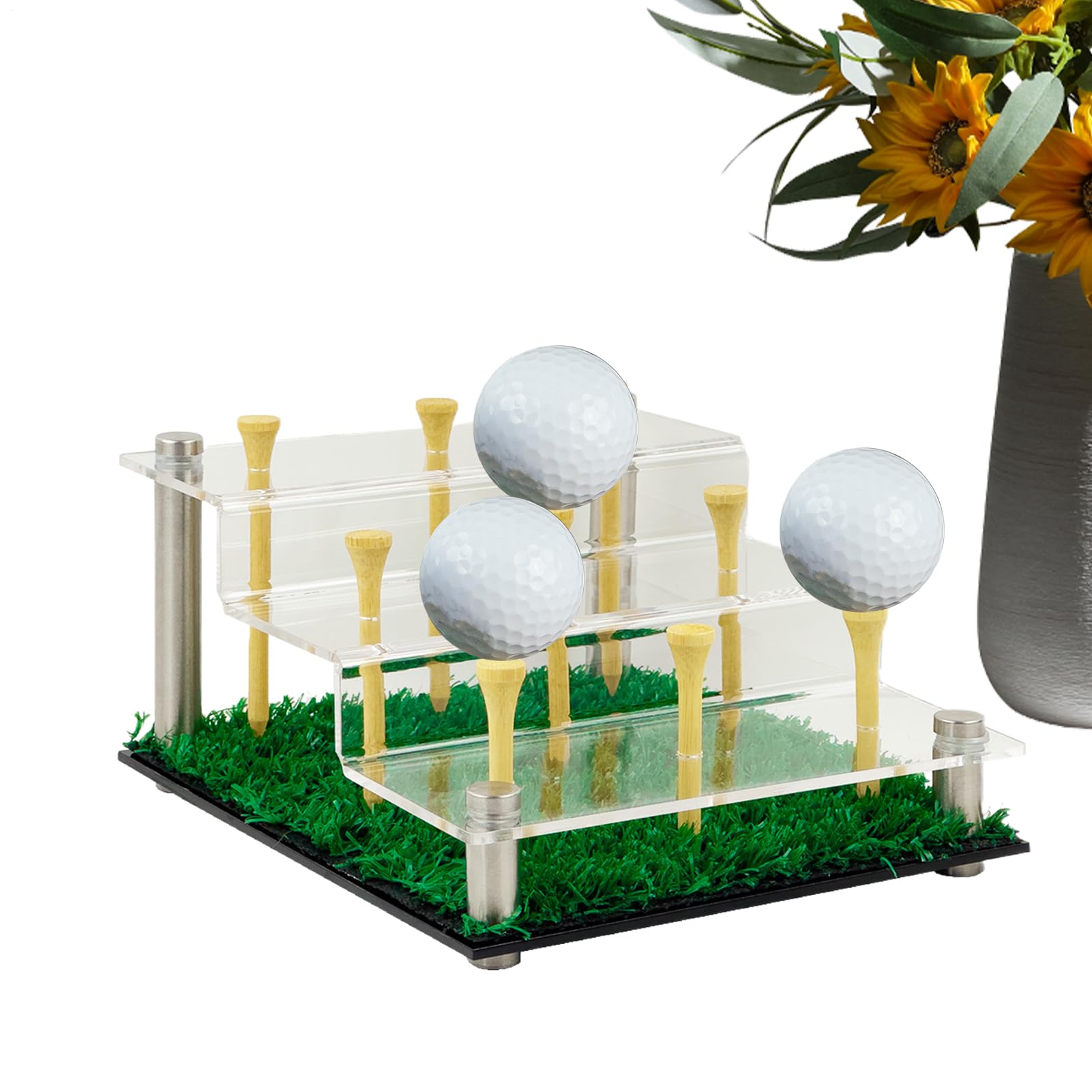 Bandeja acrílica para pelotas de golf, soporte transparente para exhibición de nueve bolas, soporte para equipos deportivos, organizador de presentación decorativo, elegante estante de colección