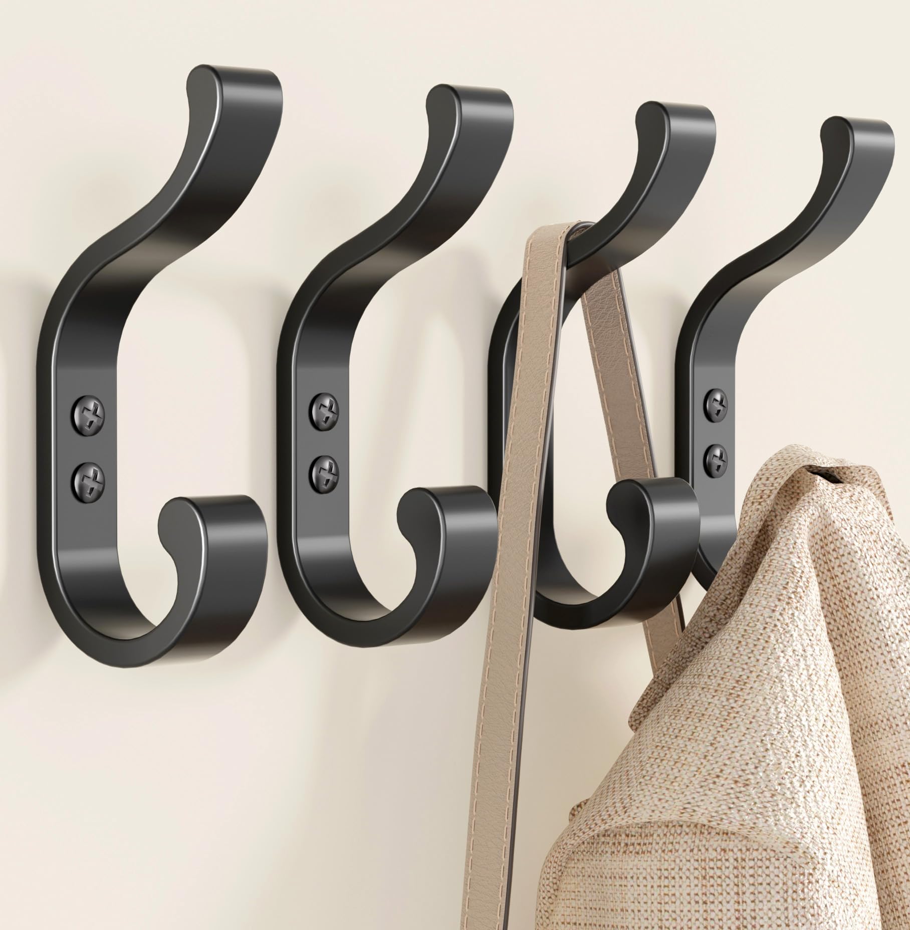 Latitude Run Heavy Duty Coat Rack Wall Mount - White Coat Hooks Wall Mounted For Sunglasses Jackets Hats Purse Dog Leashes Towels - Coat Hanger For E