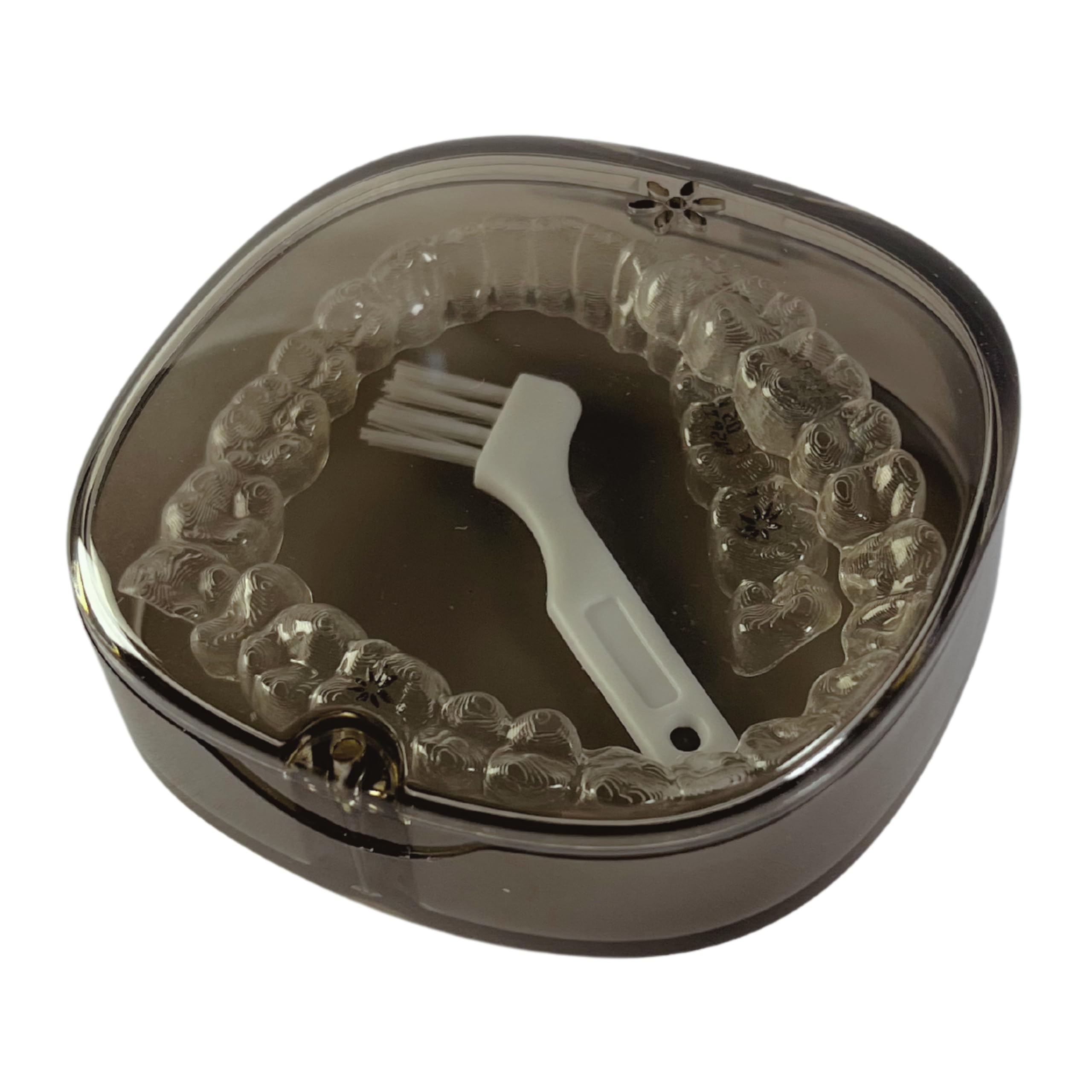 Roomy Transparent Aligner Case with Vent Holes, Brush, Magnetic Closure, Ideal for Invisalign Retainers, Night Guards