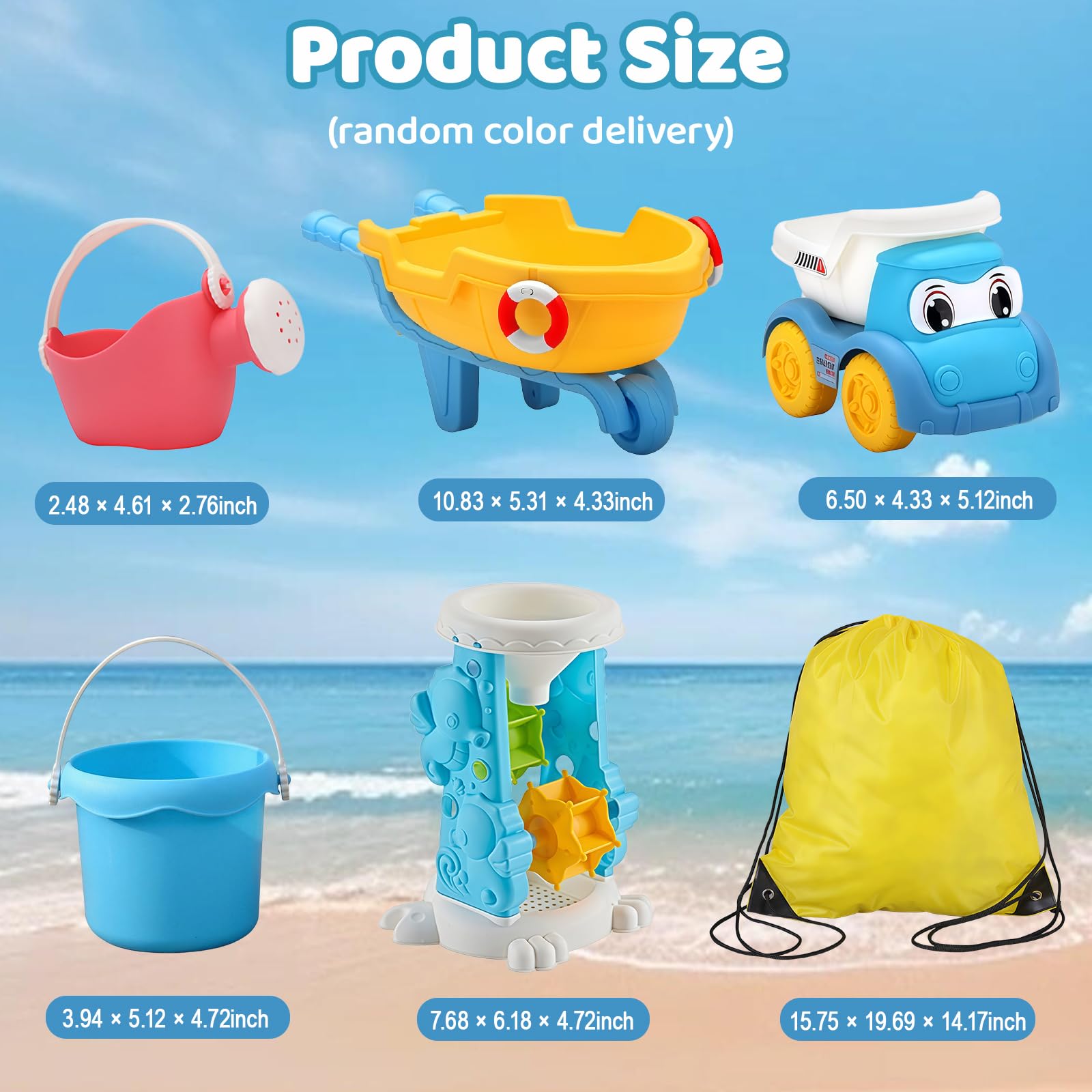 Juguetes Playa 31 Piezas, Juguetes de Playa Set para Niños con Cubo, Vehículos de Construcción, Moldes de Arena, Palas, Bolsa Malla Juguete Playa para Niñas Niños 3 4 5 6 7 Años
