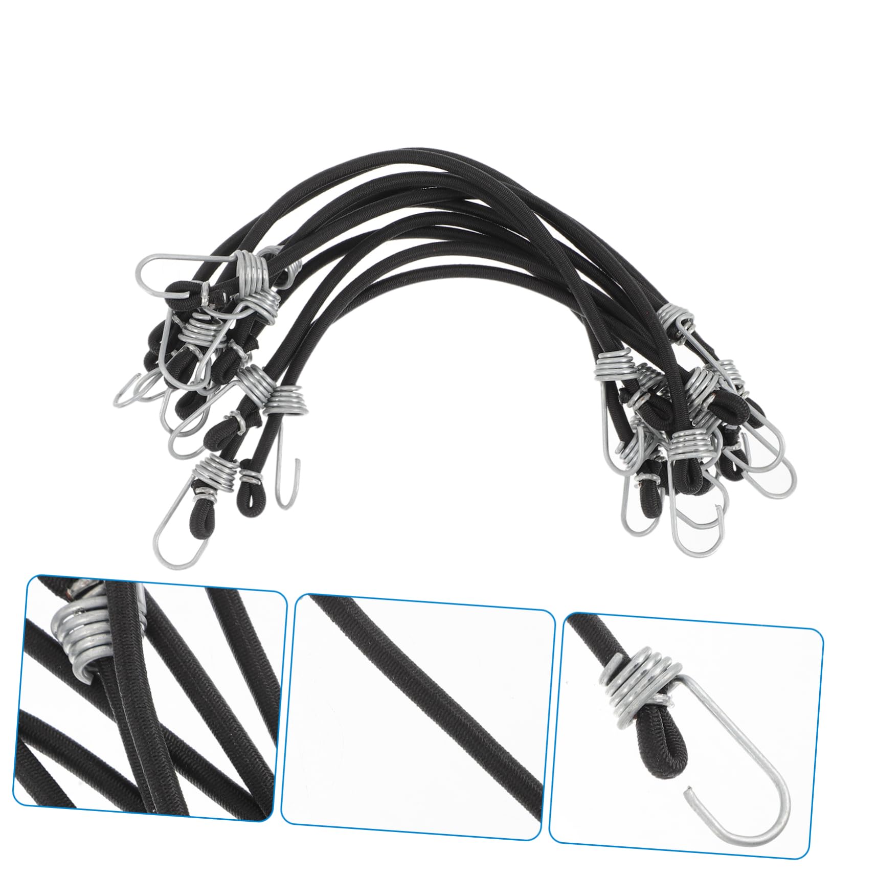 KOMBIUDA 10pcs Motorcycle Tie Down Straps Elastic Fastening Cord Straps for Cargo Bike and Luggage Heavy Duty 4mm x 23CM Fixing Straps with Hooks