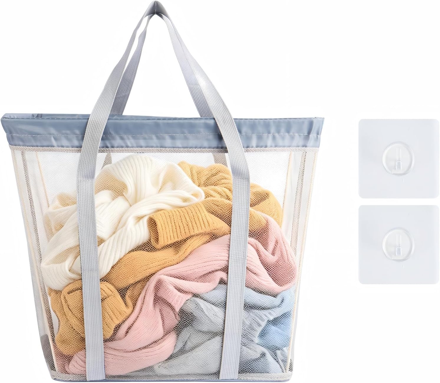50L Large Laundry Basket Wall-Mounted & Foldable | Waterproof Clothes Hamper with Sturdy Handles & Capacity Buckle, Dirty Clothes Basket for Bedroom, Bathroom, Dorm