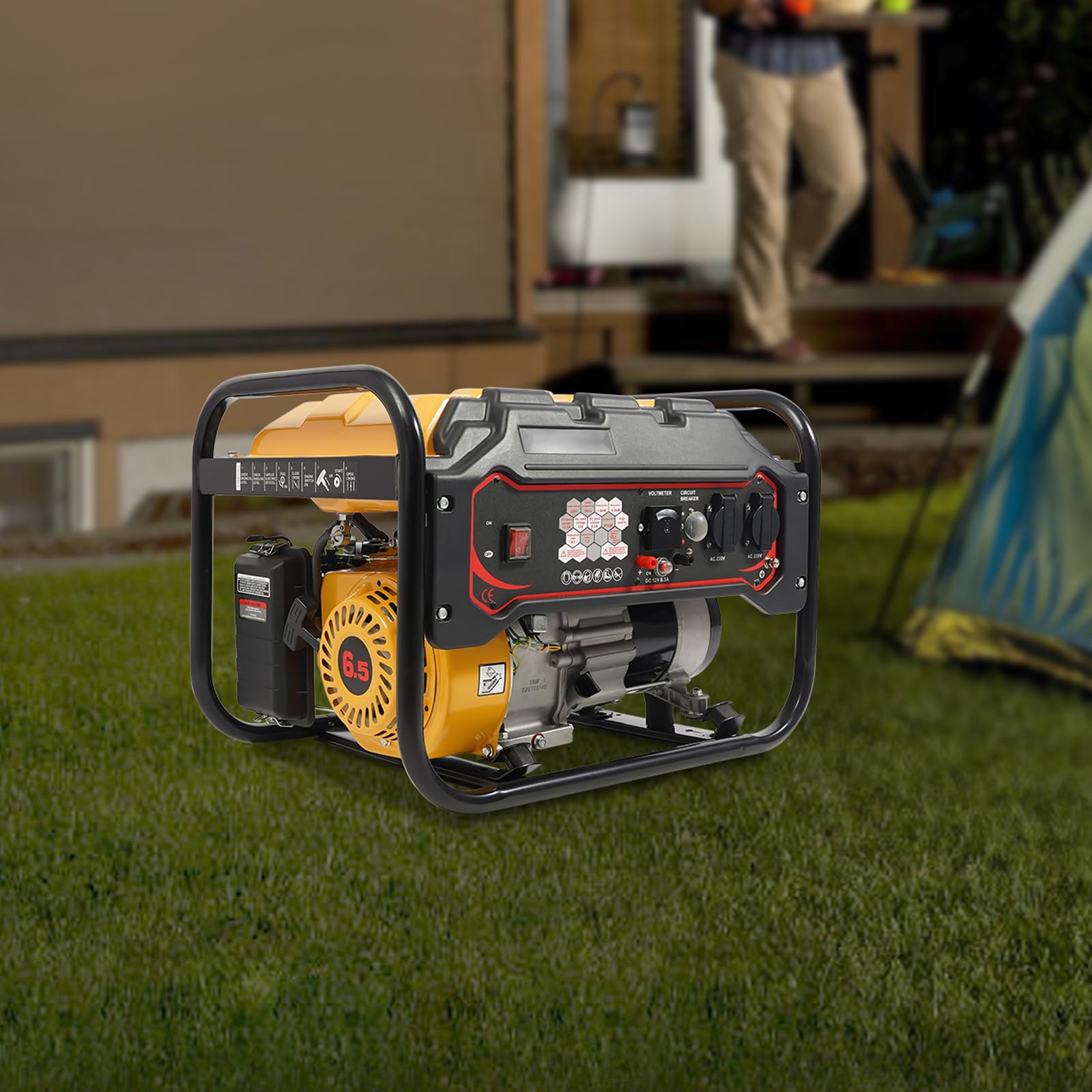 Generador motor tanque gasolina cobre marco arranque 2 kW 15 l 196 cm3 220 V 50 Hz para camping emergencia jardín