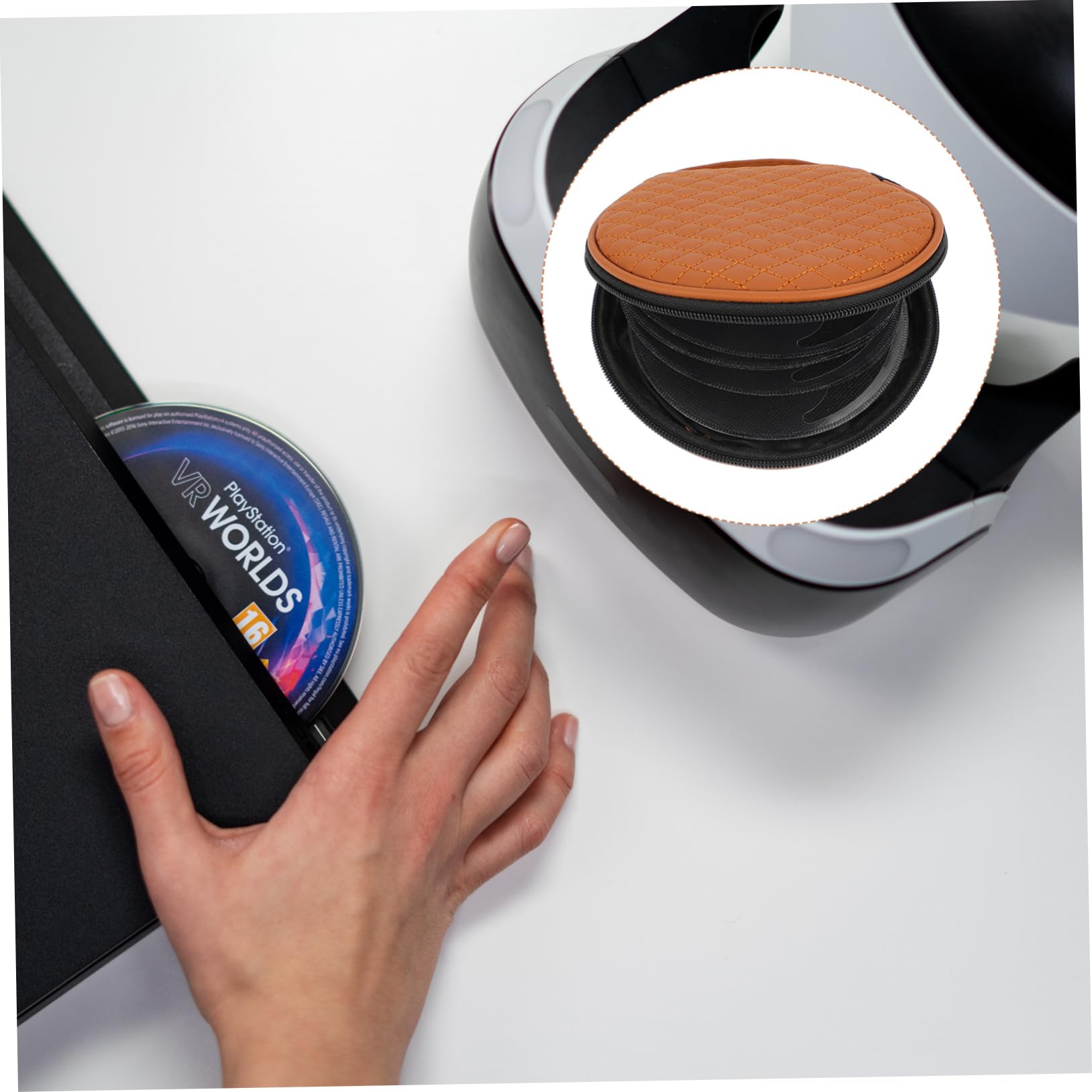 ETHZZLE 1Pc Stylish Car CD Storage Bag Practical CD Organizer with Embroidered Plaid Design for Home and Vehicle Use Durable Trimmed Case for Up to Discs