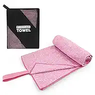 Microfiber Beach Towel,Quick Dry Lightweight Towel for Travel Body Hiking Backpacking Swimming Pool Camping Yoga Mat Towels(Light Pink, 1 Pack XL(31.5X70 Inch)