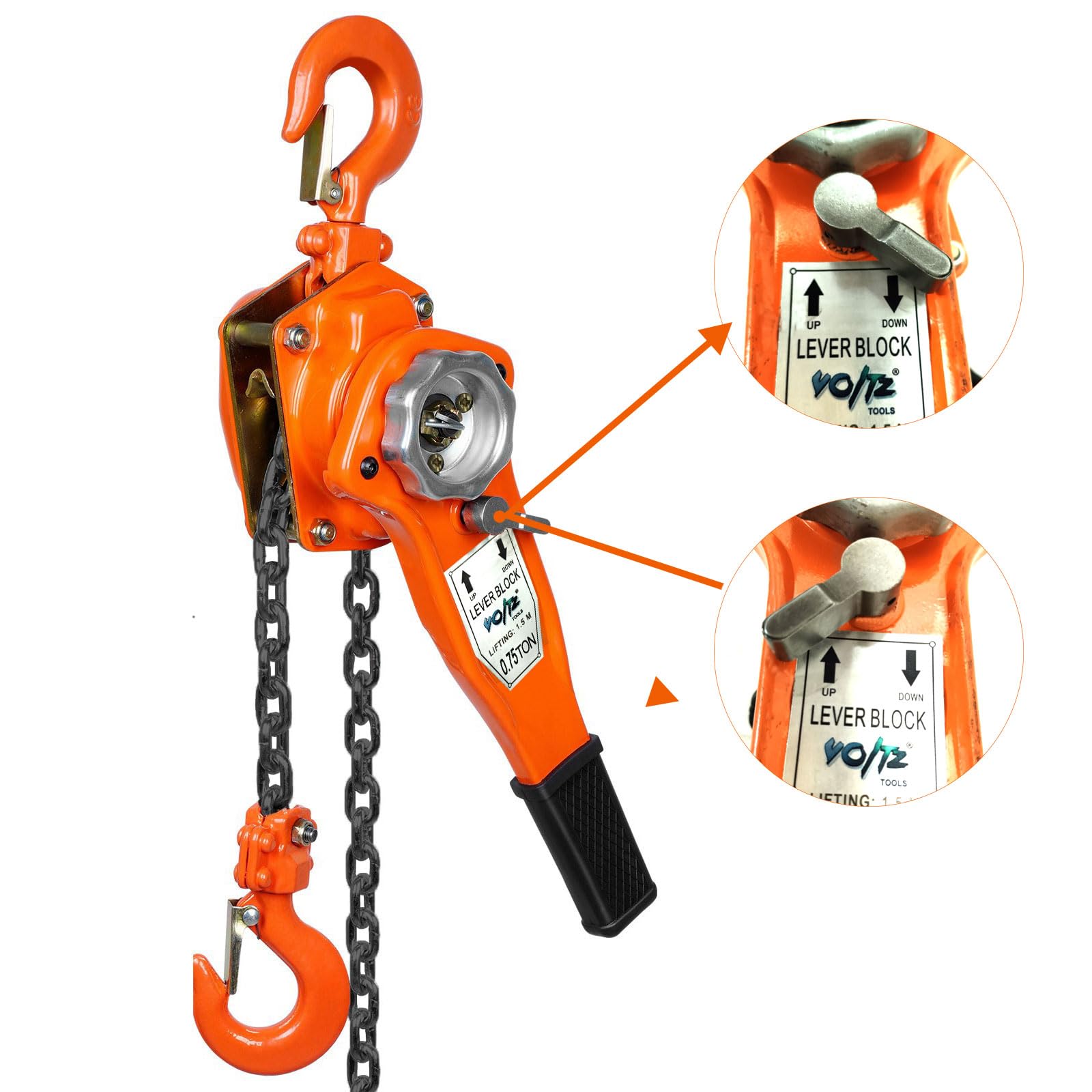 VOLTZ 0.75 Ton Rachet Lever Hoist 3/4Ton Chain Block Lever Hoist  