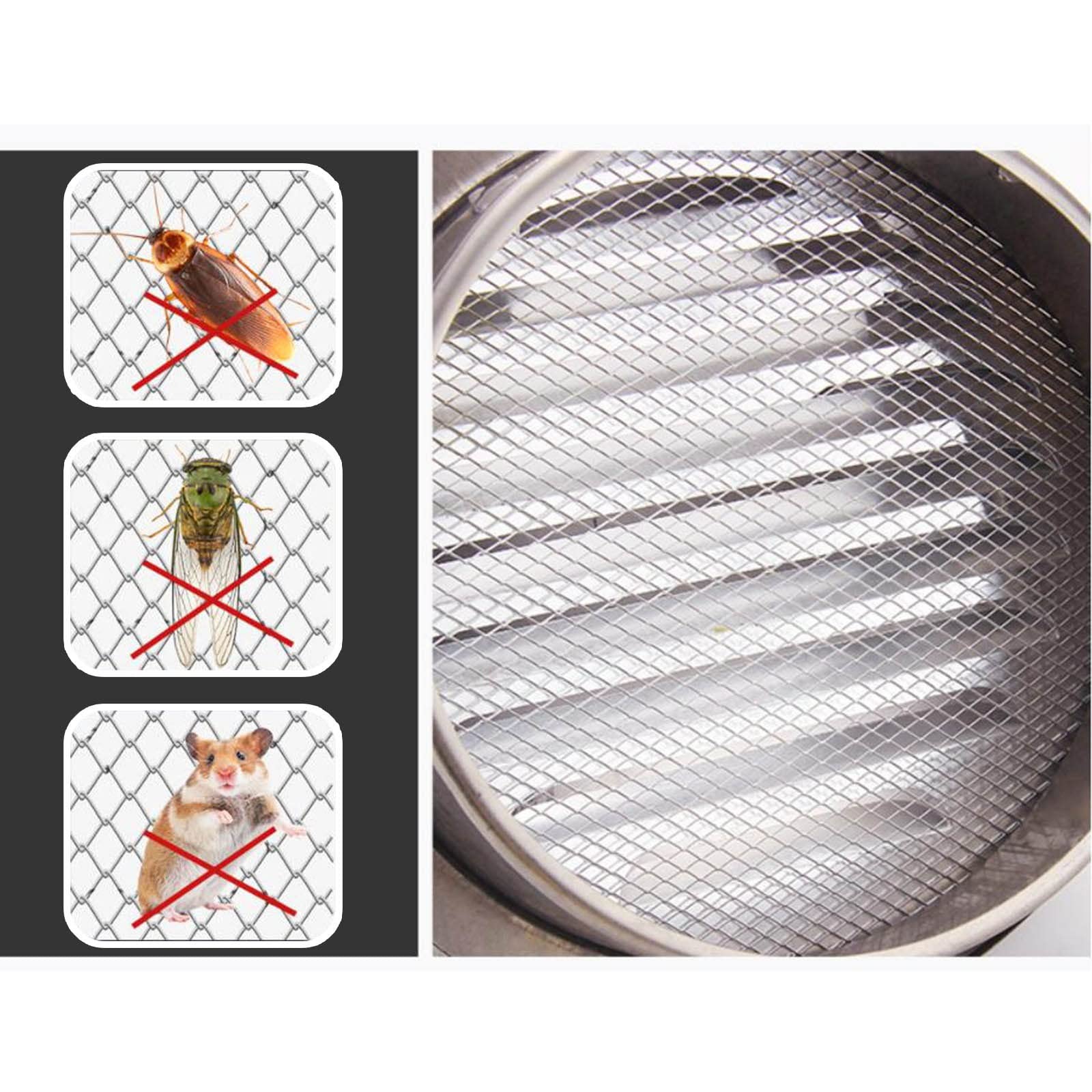 Grille Ventilation Hotte En INOX, Grille D'Aération Ronde Grille Ventilation Hotte Avec Maille De Protection, Prévention Des Blocages, Mural Bouches D'aération Pour Cuisine, Salle De Bain ( Color : Si