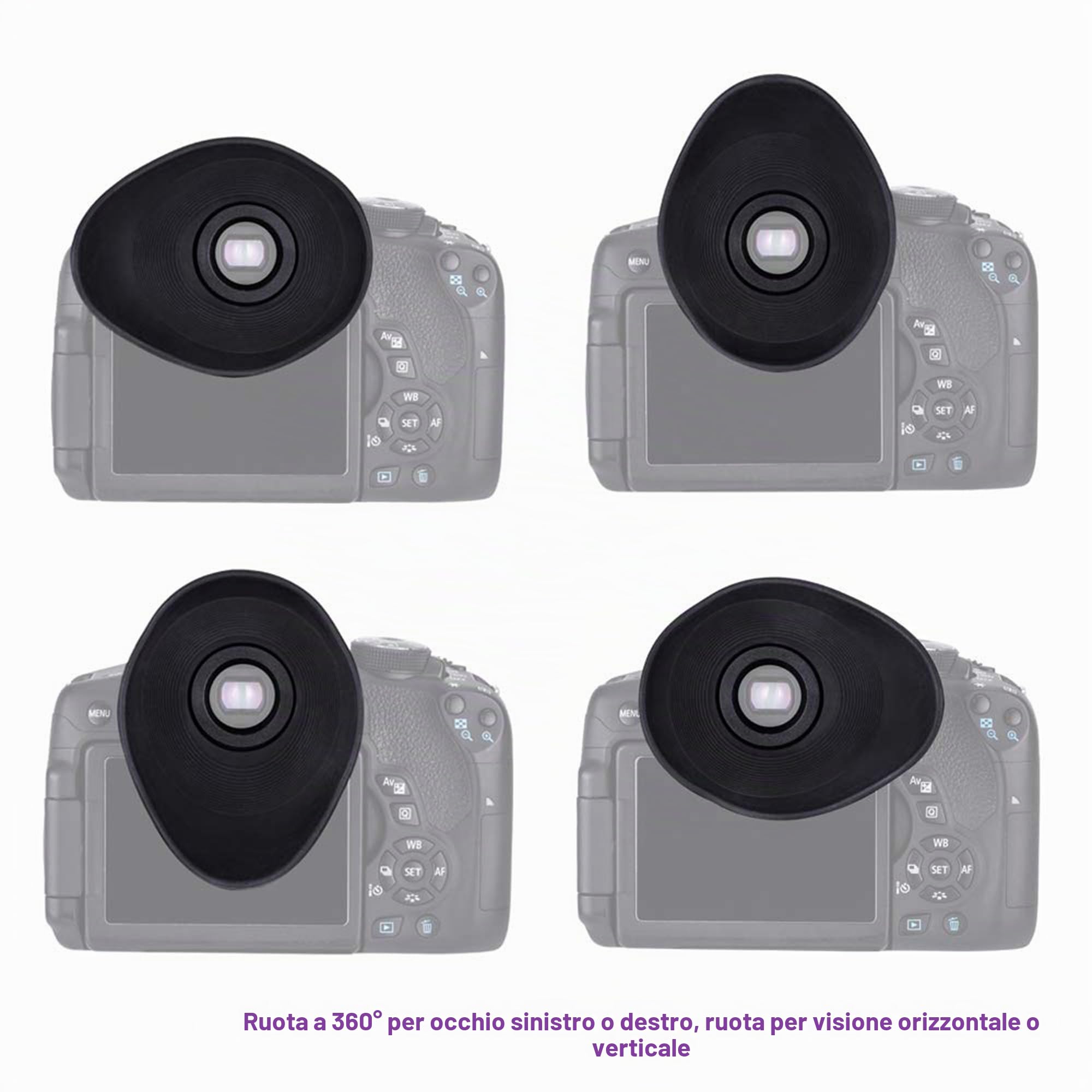 2 Oculari in Silicone Morbido e Grande Canon EOS 5Ds 5DsR 5DIII 5DIV 7DII | Oculare 360° Ruotabile, Anti-graffio, Scherma la luce diffusa, Ergonomia ovale per portatori di occhiali, per Canon EG Mirino