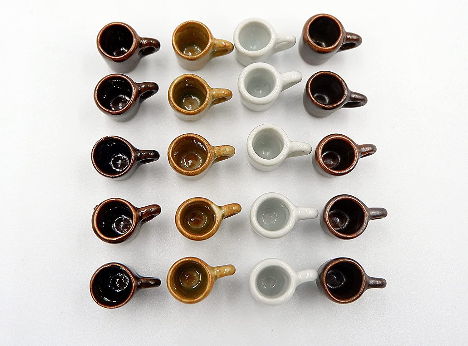 12 Colorful Mini Coffee Mugs - Ceramic Dollhouse Miniatures, Tiny Kitchen Accessories 1-4cm