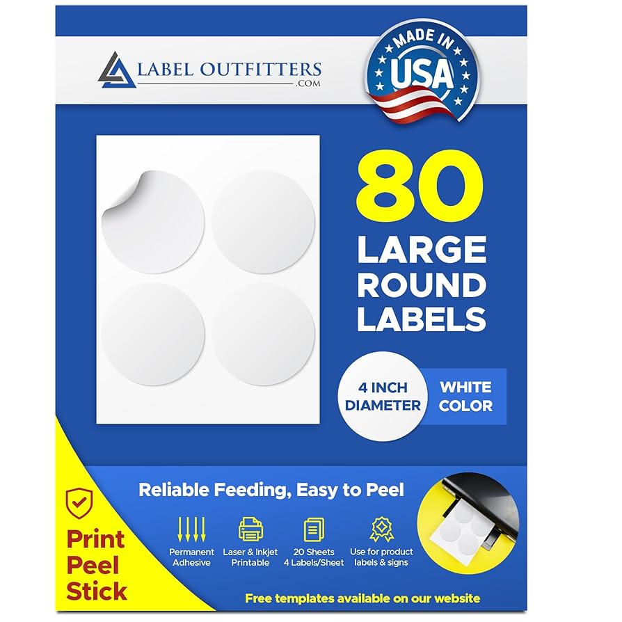 amazon-com-80-label-outfitters-large-round-labels-4-inch-diameter-laser-and-inkjet-printable-20-sheets-printer-labels-office-products for Free Printable 4 Inch Circle Template Amazon.com : 80 Label Outfitters® Large Round Labels, 4 inch Diameter, Laser and Inkjet Printable, 20 Sheets : Printer Labels : Office Products for Free Printable 4 Inch Circle Template