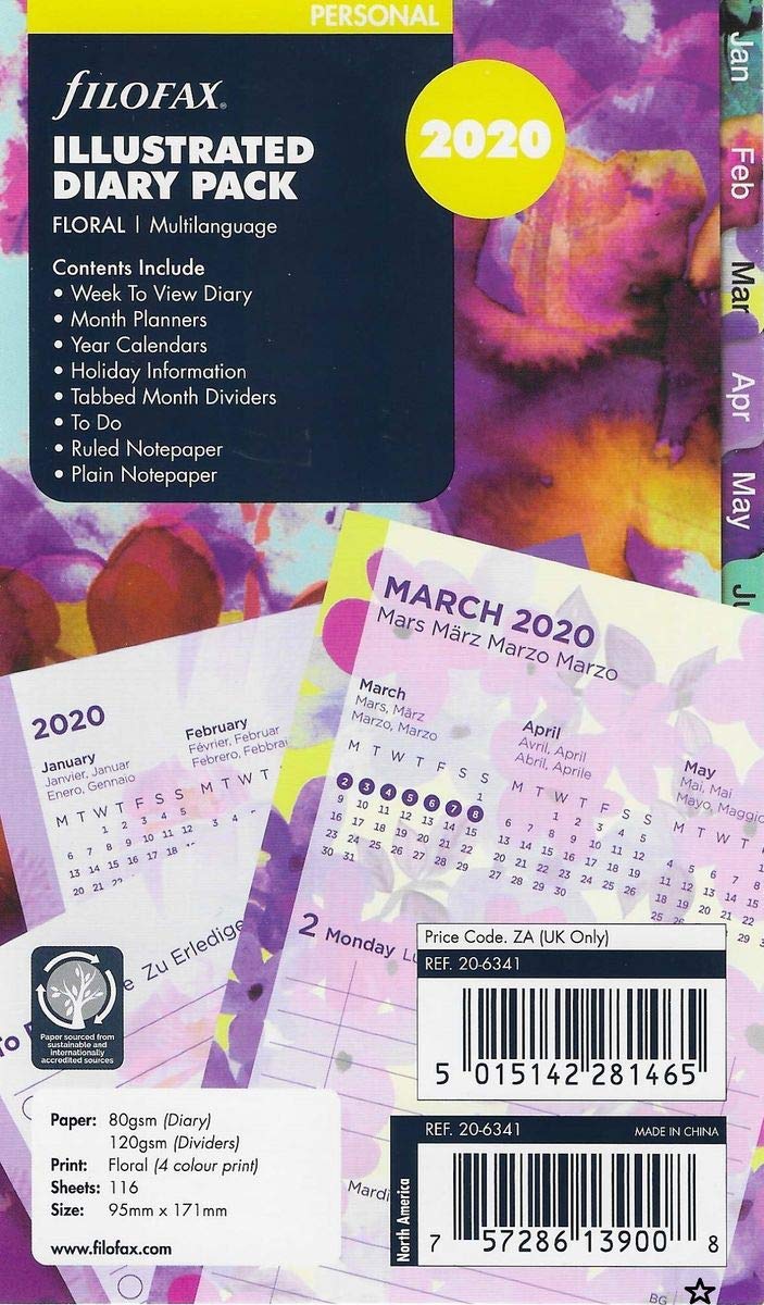 Filofax Nachfüllpackung für 2020 mit Blumenmuster