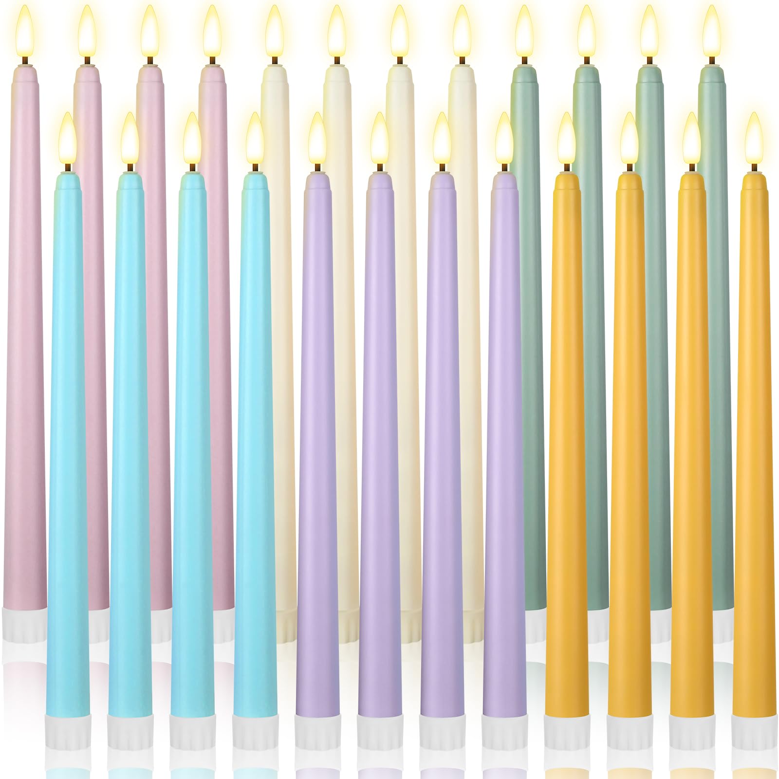 Macarrie 24 Packs Flameless Taper Candles Battery LED 11",Spring Wedding