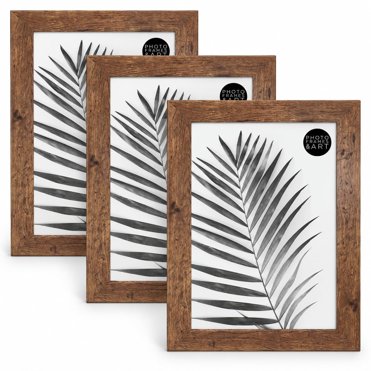 pf+a REAL GLASS Rustic Effect Pack of 3 A4 Picture Photo Frames