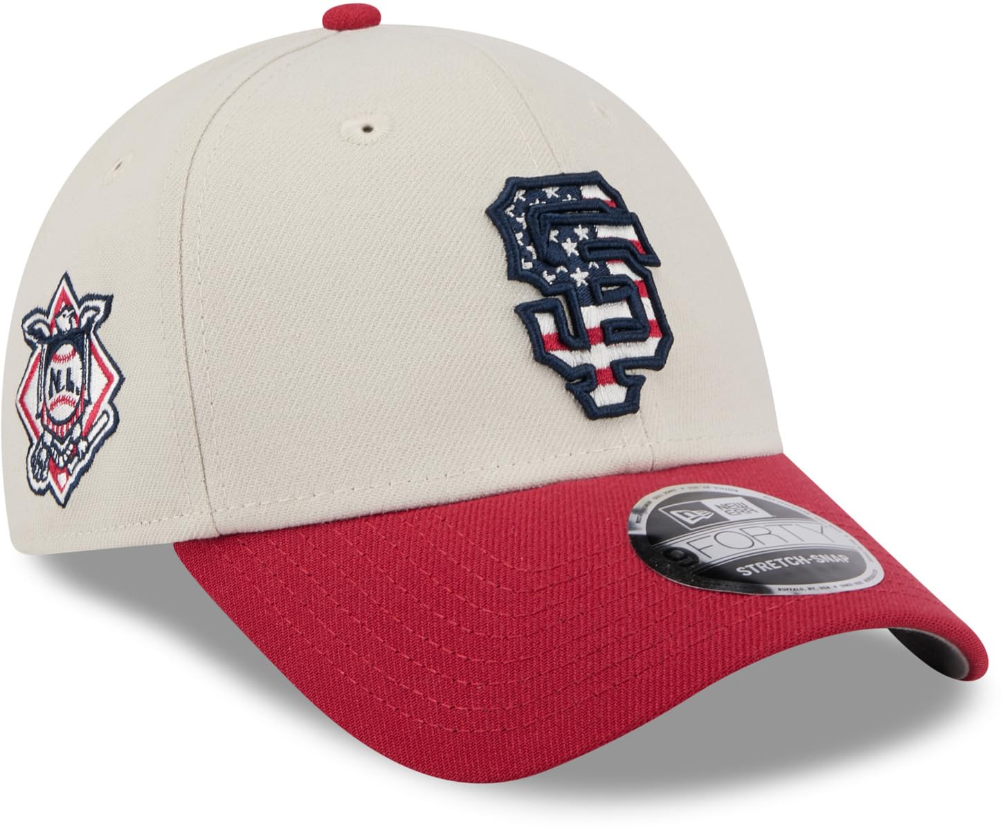 New Era 9Forty July 4th 2024 Stretch Snap Stone MLB Team Cap (UK, Alpha, One Size, Stone, San Francisco Giants)