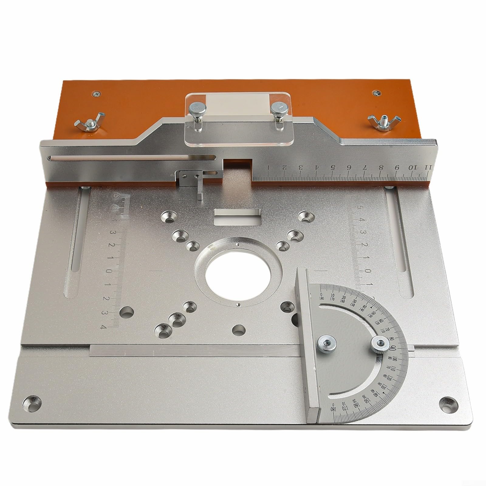 Kit Piastra di Inserimento per Tavolo Fresatrice in Alluminio, Set Tavola Ribaltabile per Fresatura Legno con Calibro Angolare, Accessorio per Lavorazione Legno per Banco Sega da Tavolo