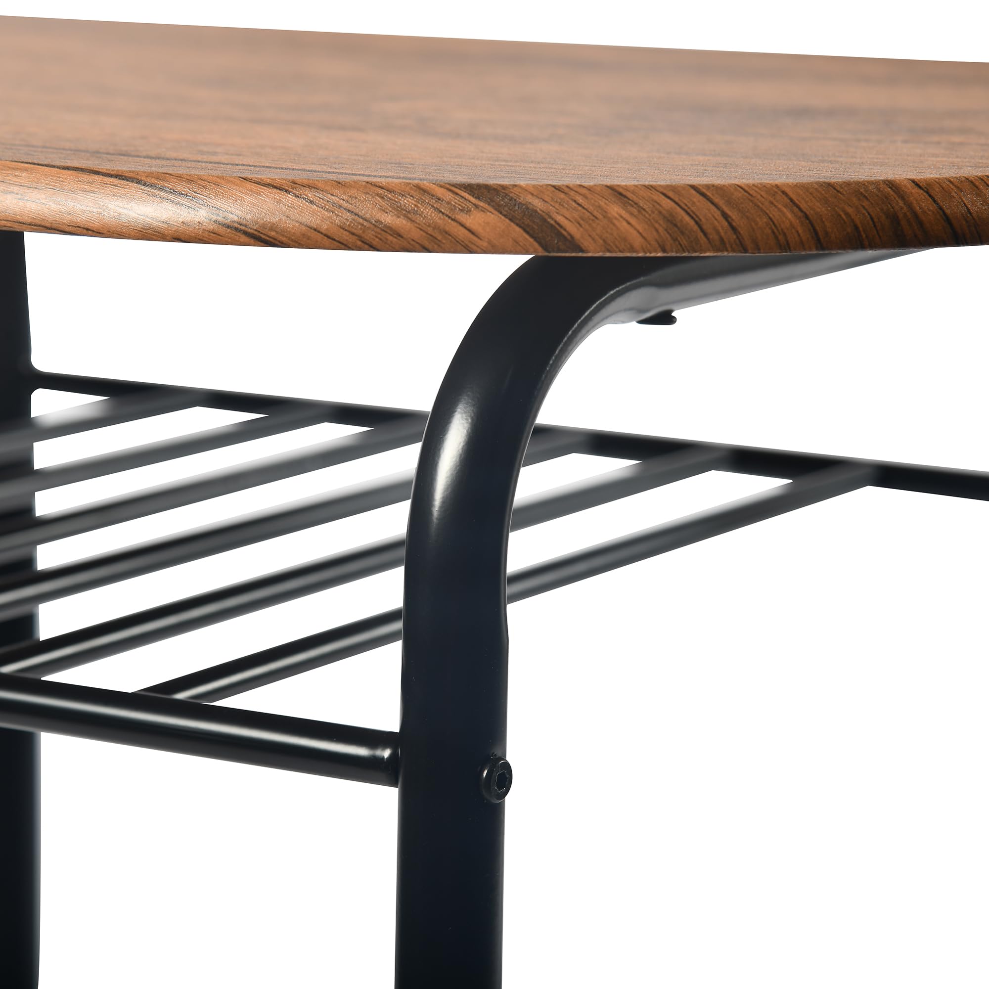 FurnitureR Tavolo rotondo con sedie per 2 persone, tavolo da cucina retrò industriale chic con portabottiglie, mobili da soggiorno per bistrò, giardino, balcone, piccolo spazio, telaio in metallo