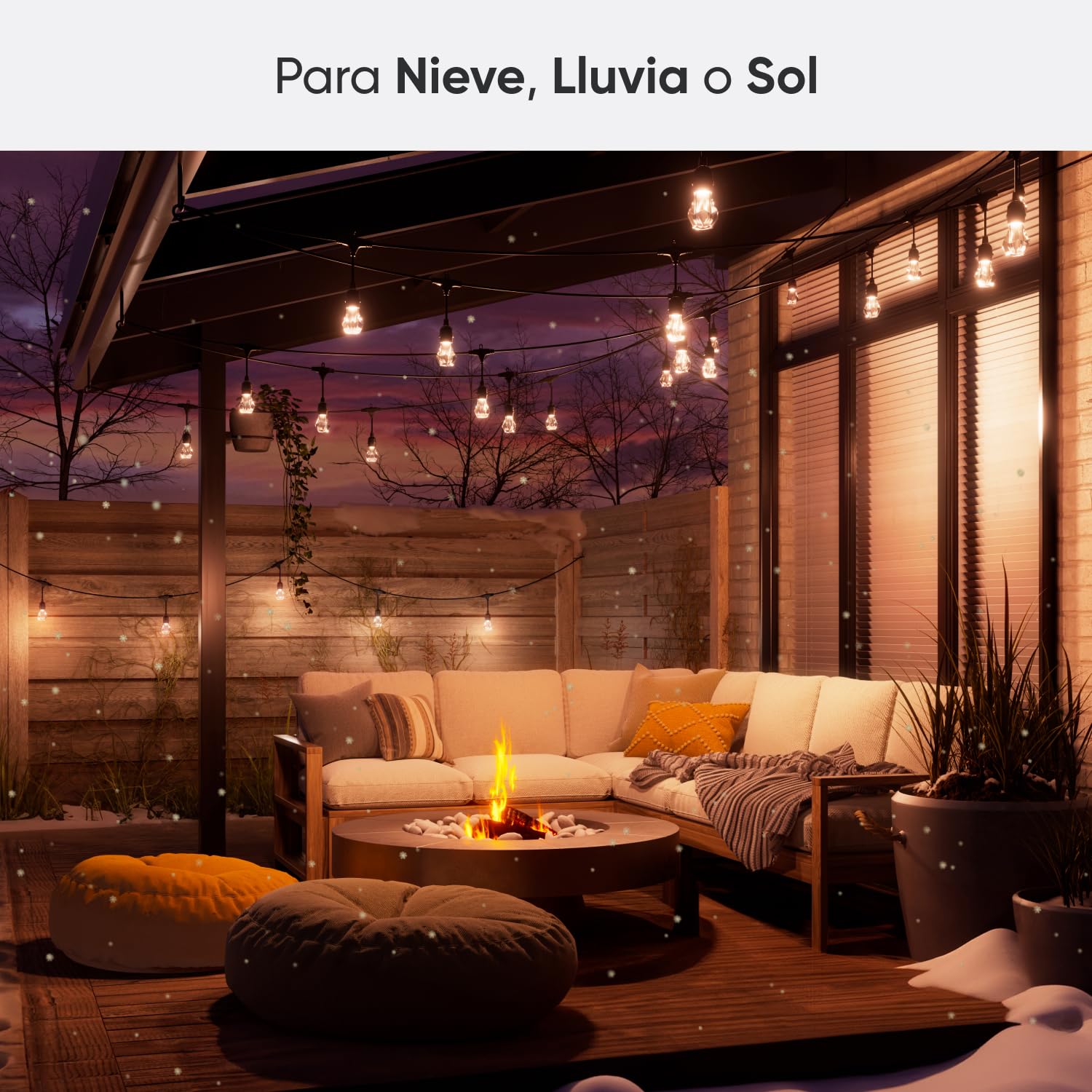 Nanoleaf Matter Essentials, Guirnalda Luces Exterior Starter Kit 30M LED RGBICW - Luces Led 16M Colores, IP65 Impermeable, 40 bombilla inteligente LED, WiFi Bluetooth Matter, para Jardin Terraza