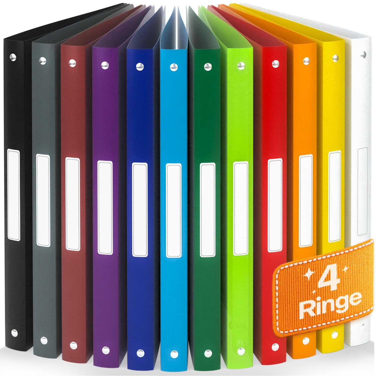 ACROPAQ - 12 x Ringbuch A4 | 4 Ringen | Mit Rückenetiketten, Rückenbreite 2,5 cm, Farbbogen, Natur Farbkollektion - Ringhefter, Ringordner, Ordner A4 Schmal, Ringmappe A4, Schulordner
