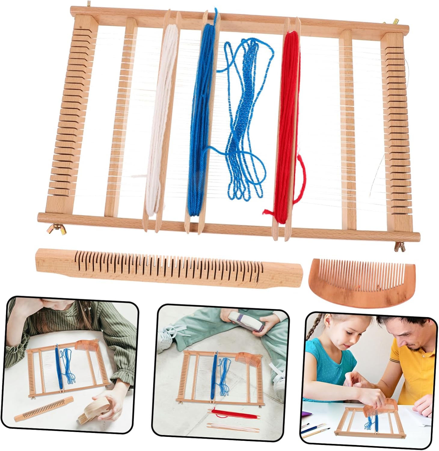Lurrose DIY Hand-Knitting Weaving Machine Wooden Loom Kit for Adults Boys and Girls Creative Loom Frame