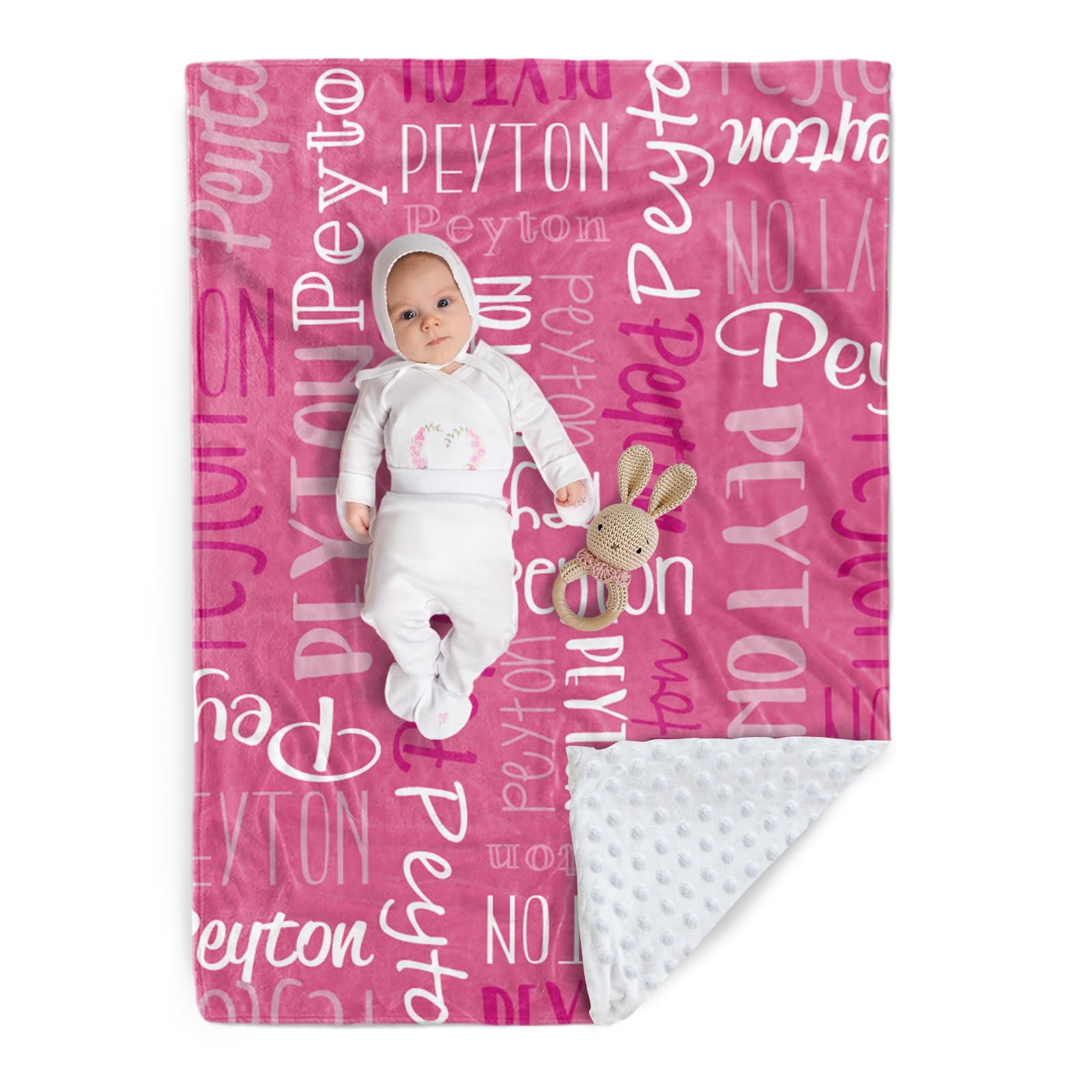 Custom Baby Blanket - Personalized Names Design - Soft Plush Blanket with Double Layer Dotted Backing for Boys Girls Color17(47x60 inches)